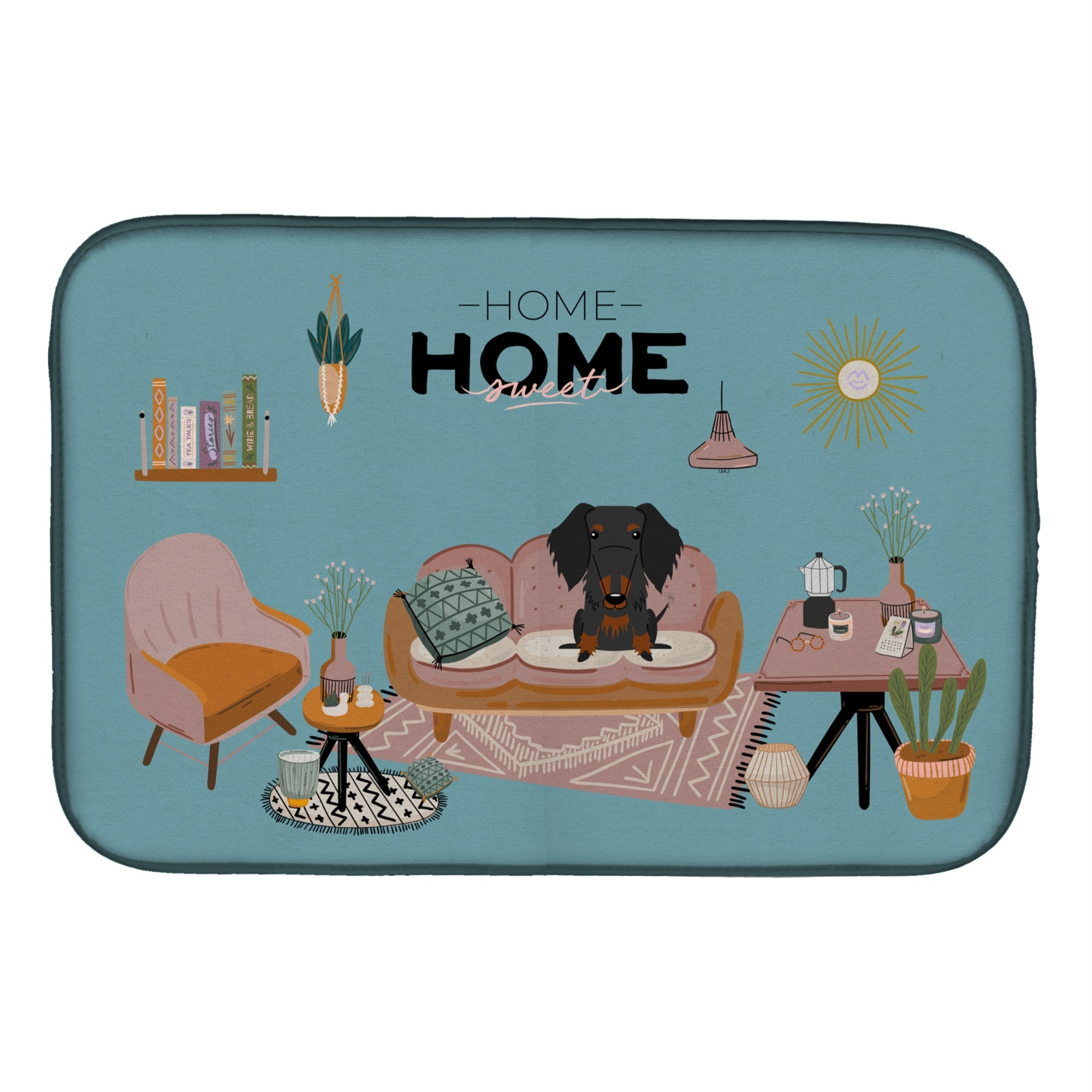 Black Tan Wire Haired Dachshund Sweet Home Dish Drying Mat
