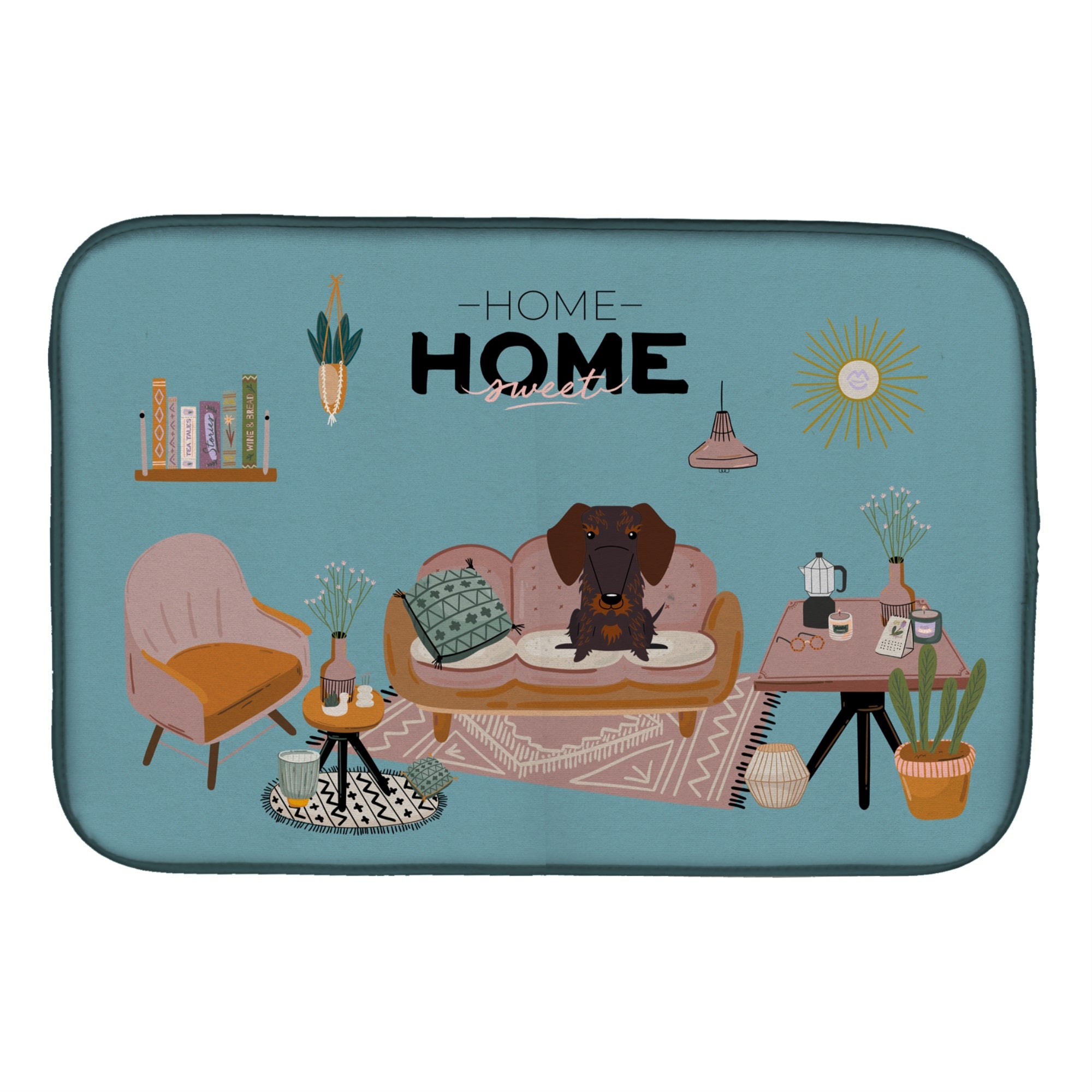 Chocolate Wire Haired Dachshund Sweet Home Dish Drying Mat