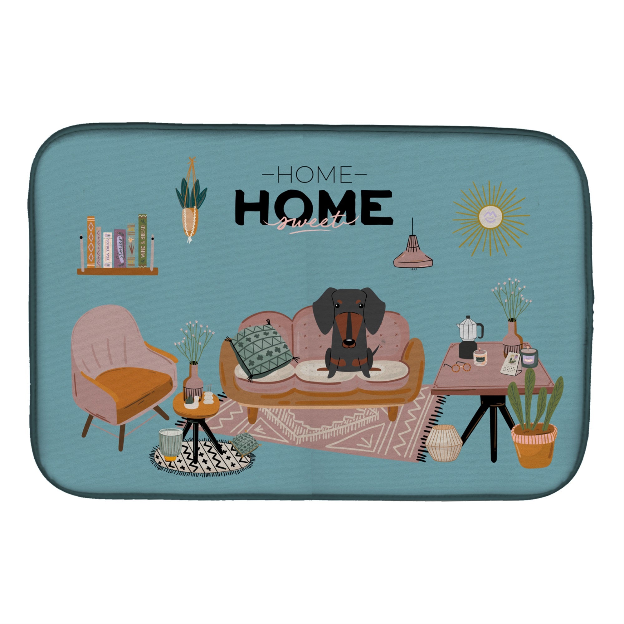 Black Tan Dachshund Sweet Home Dish Drying Mat