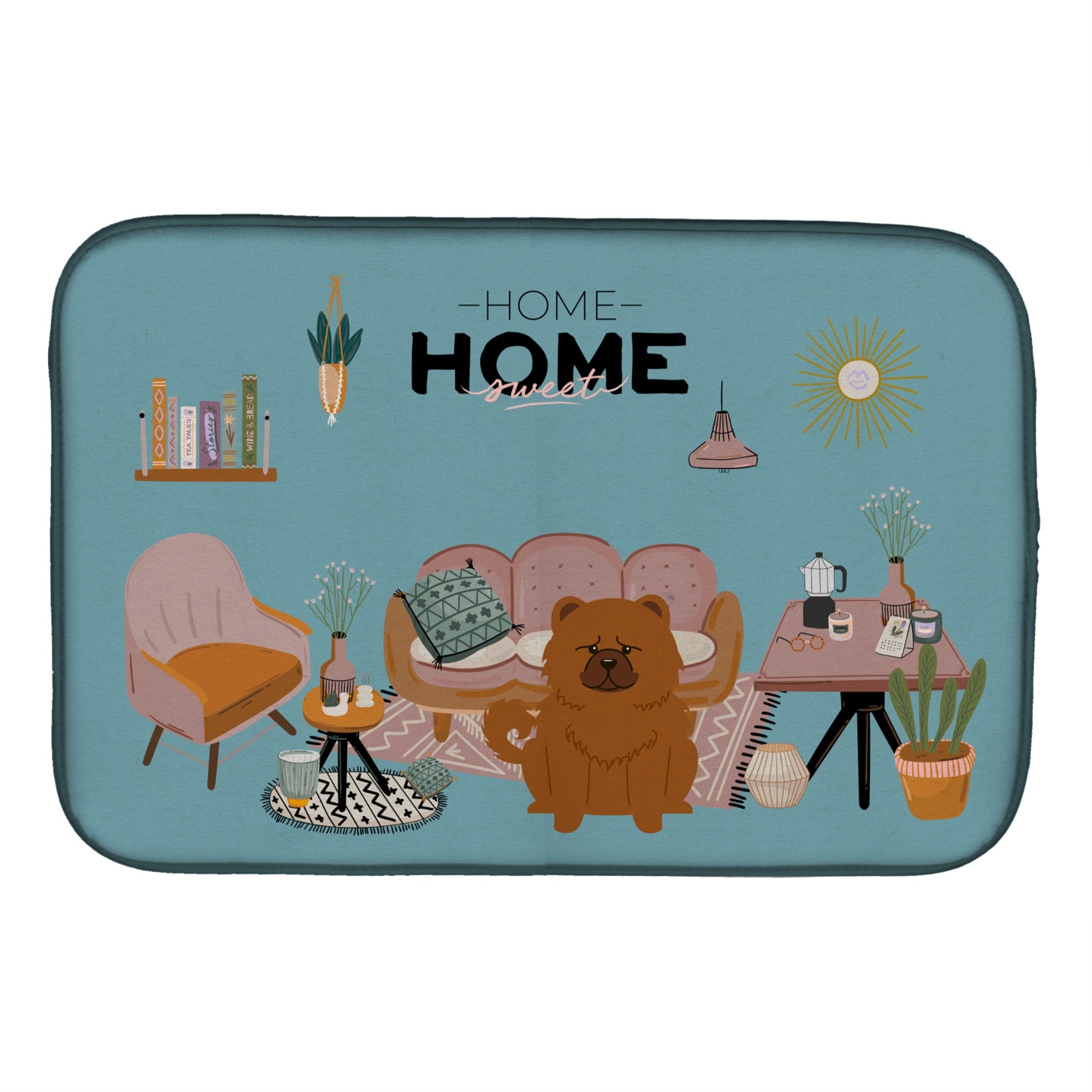 Red Chow Chow Sweet Home Dish Drying Mat