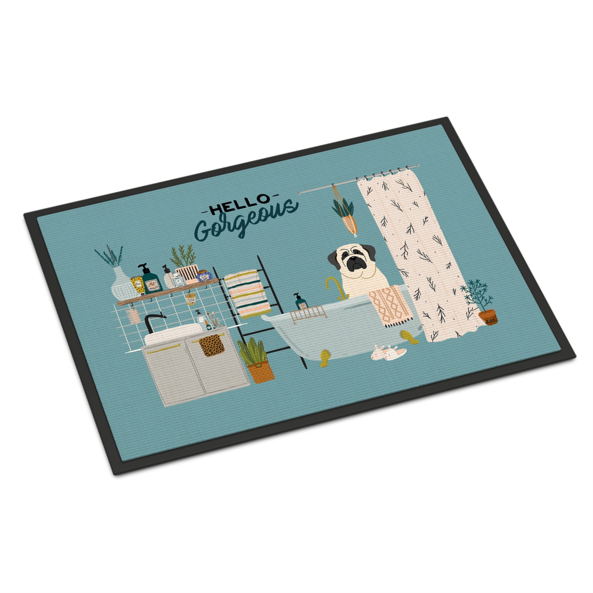 White Mastiff In Bathtub Indoor Or Outdoor Mat 24X36