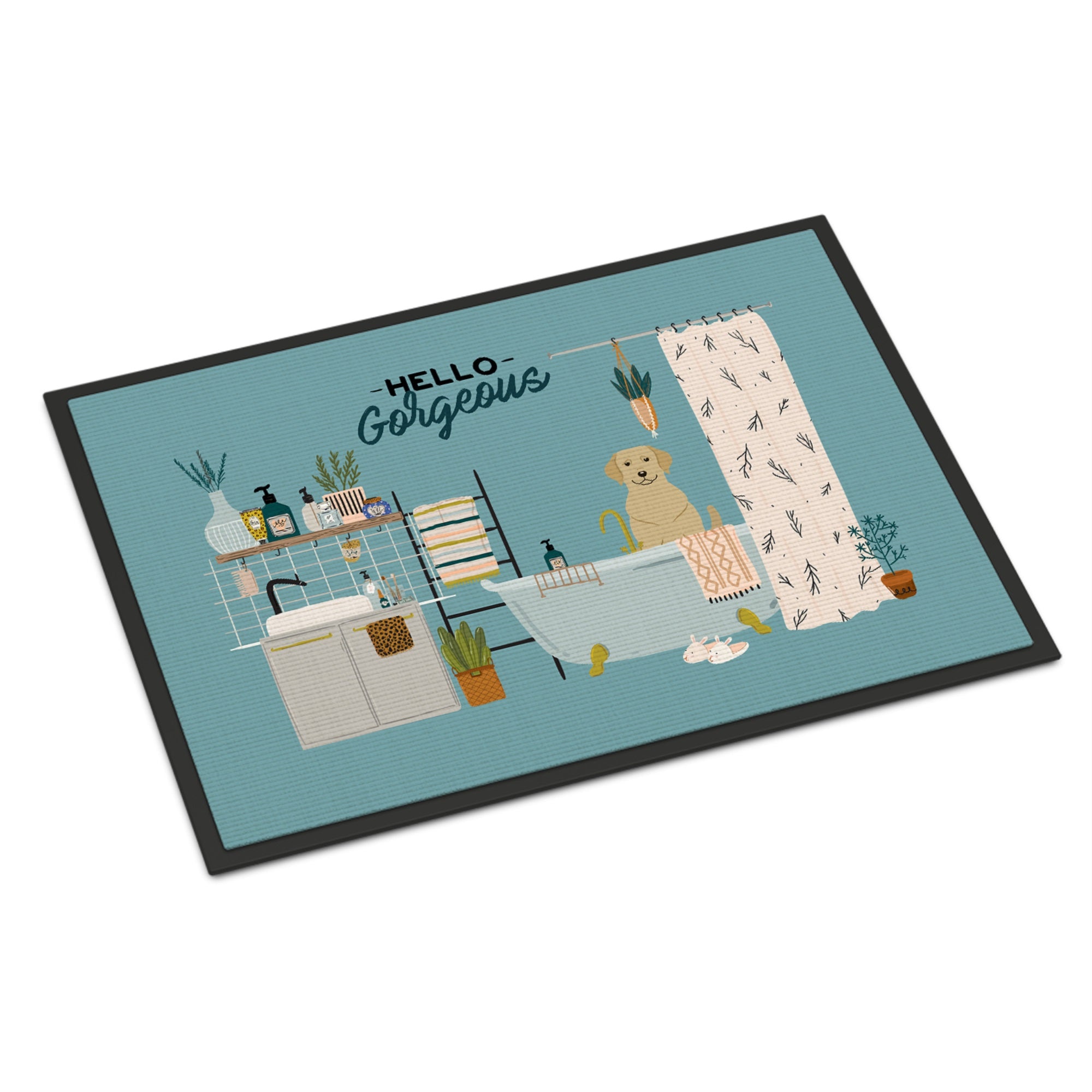 Yellow Labrador In Bathtub Indoor Or Outdoor Mat 24X36