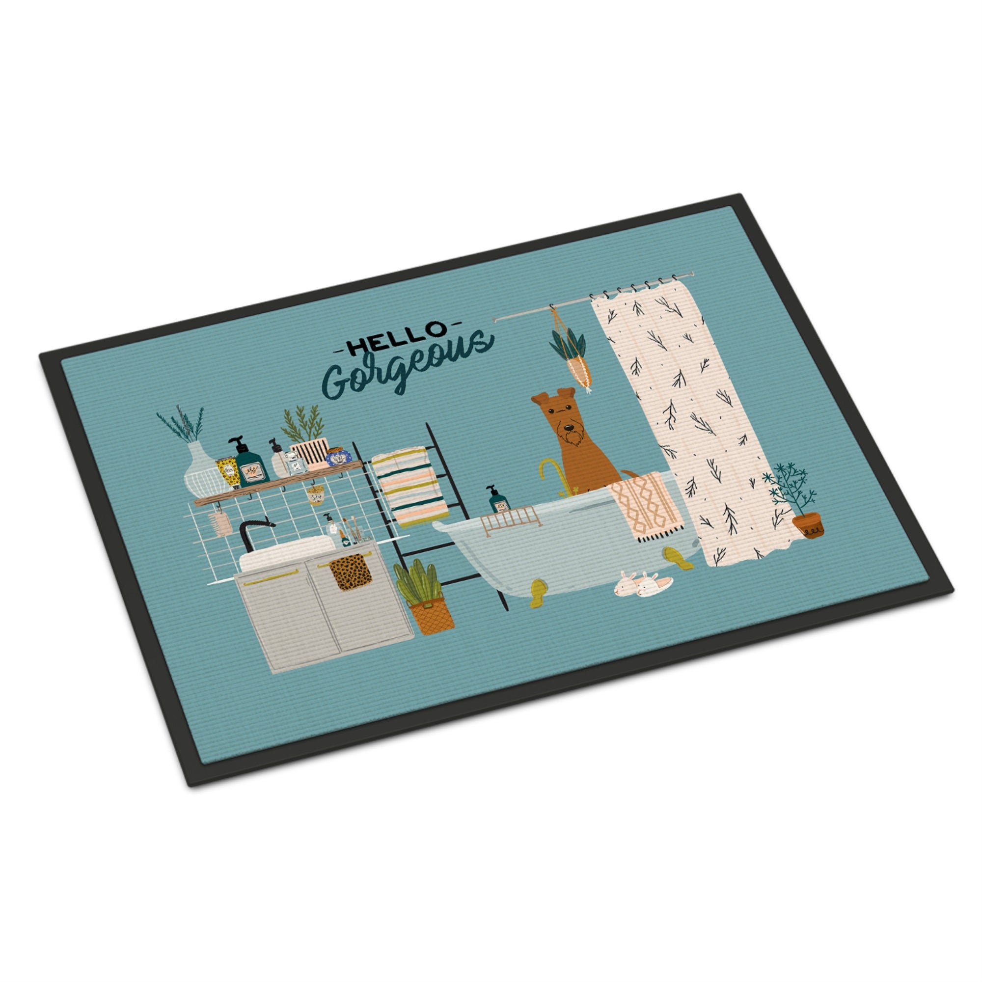 Irish Terrier In Bathtub Indoor Or Outdoor Mat 24X36
