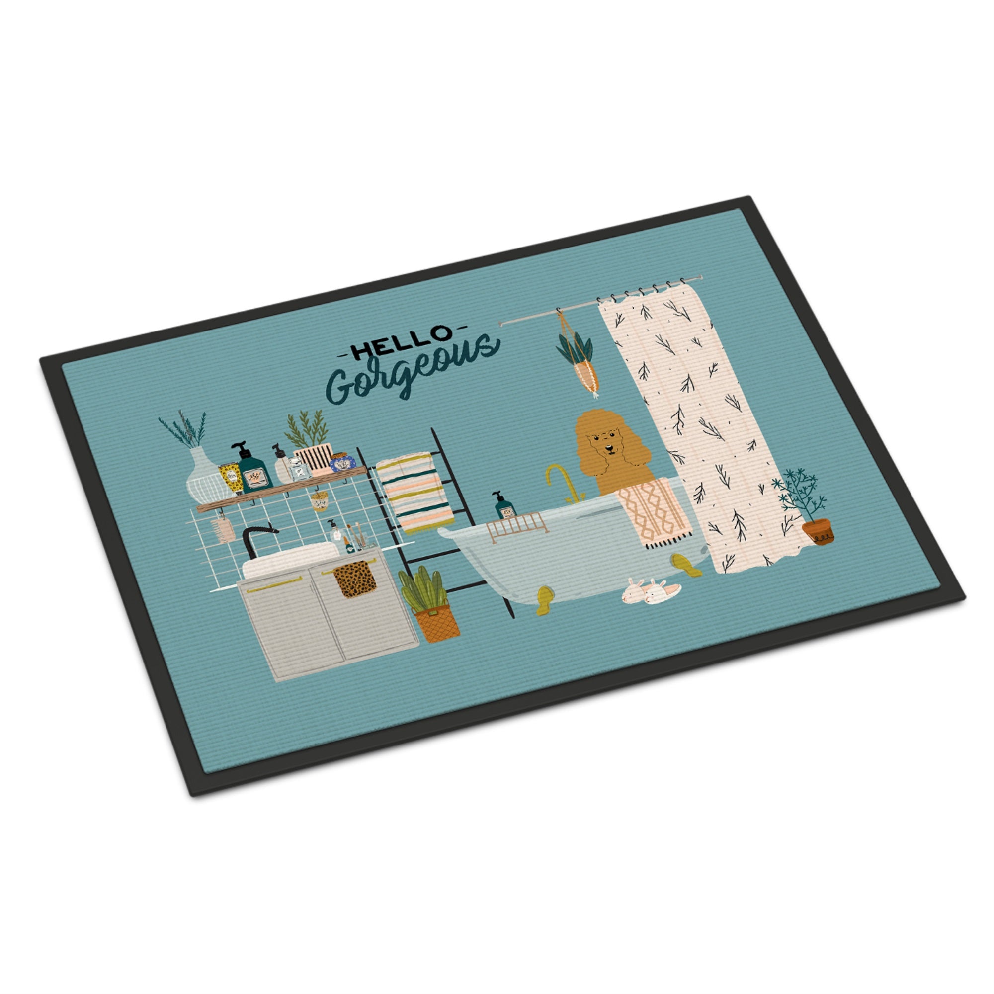 Tan Poodle In Bathtub Indoor Or Outdoor Mat 24X36