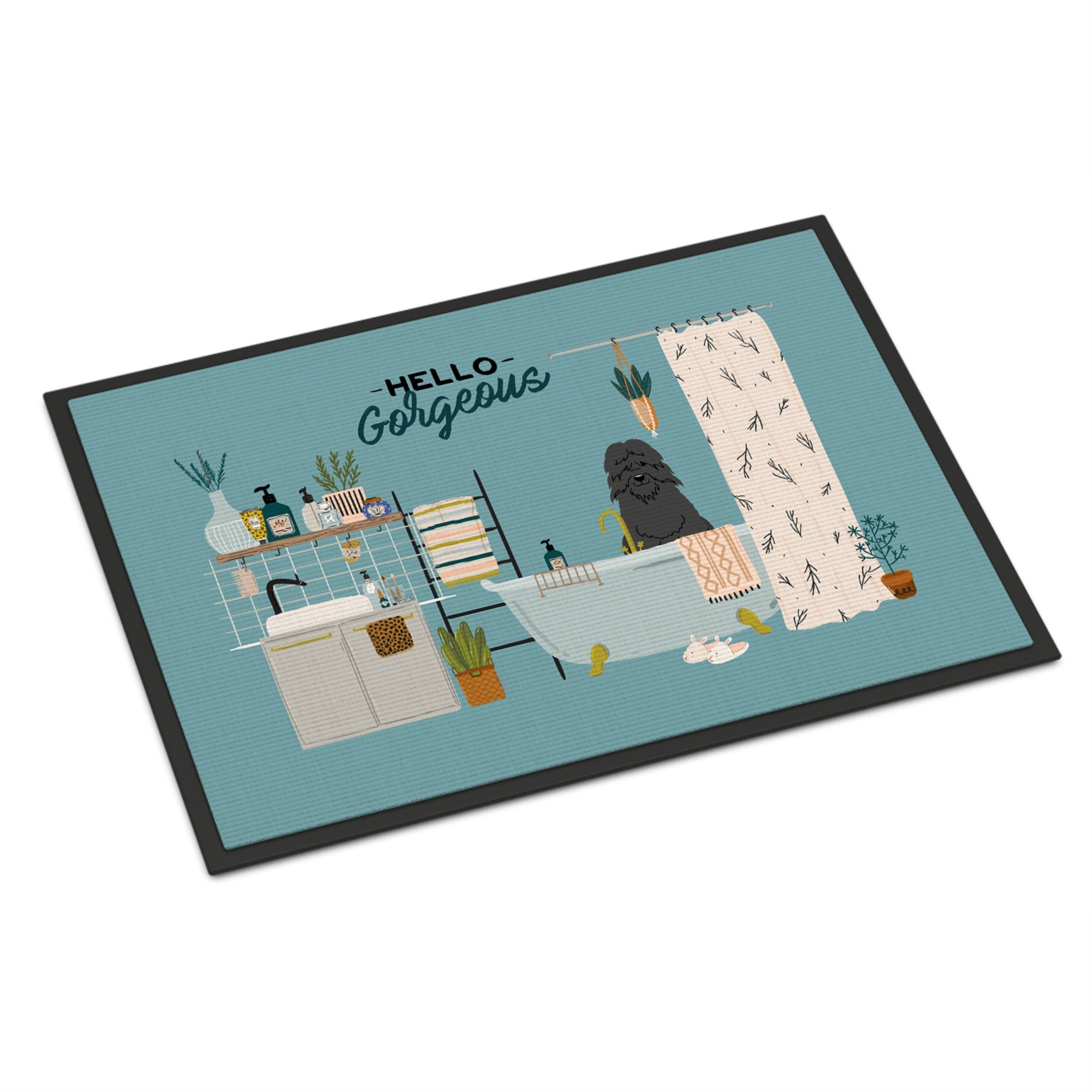 Bouvier Des Flandres In Bathtub Indoor Or Outdoor Mat 24X36