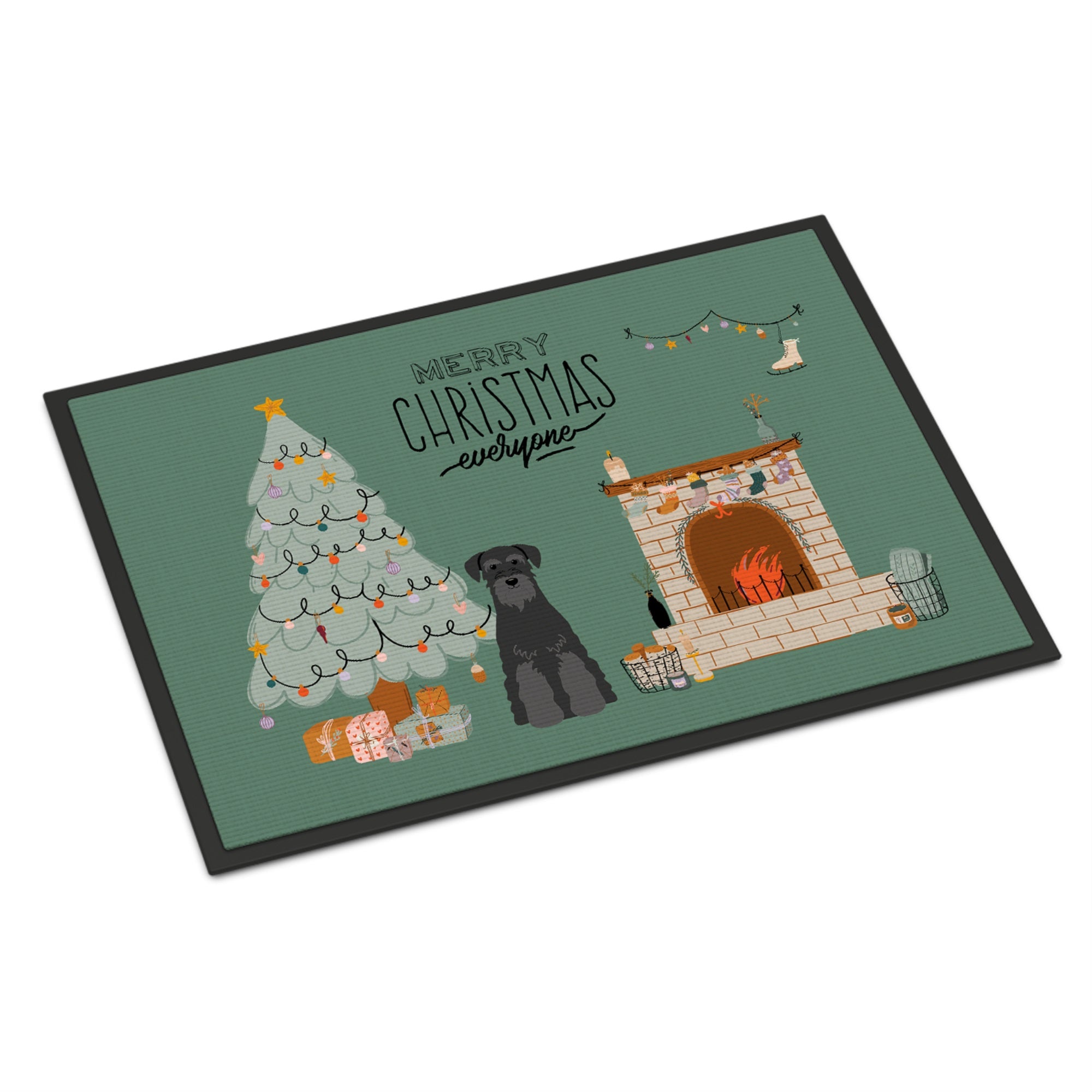 Black Standard Schnauzer Christmas Everyone Indoor Or Outdoor Mat 24X36