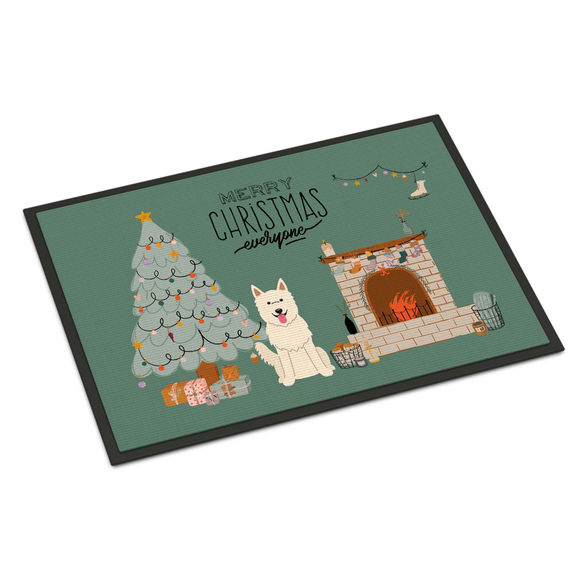 White German Shepherd Christmas Everyone Indoor Or Outdoor Mat 24X36