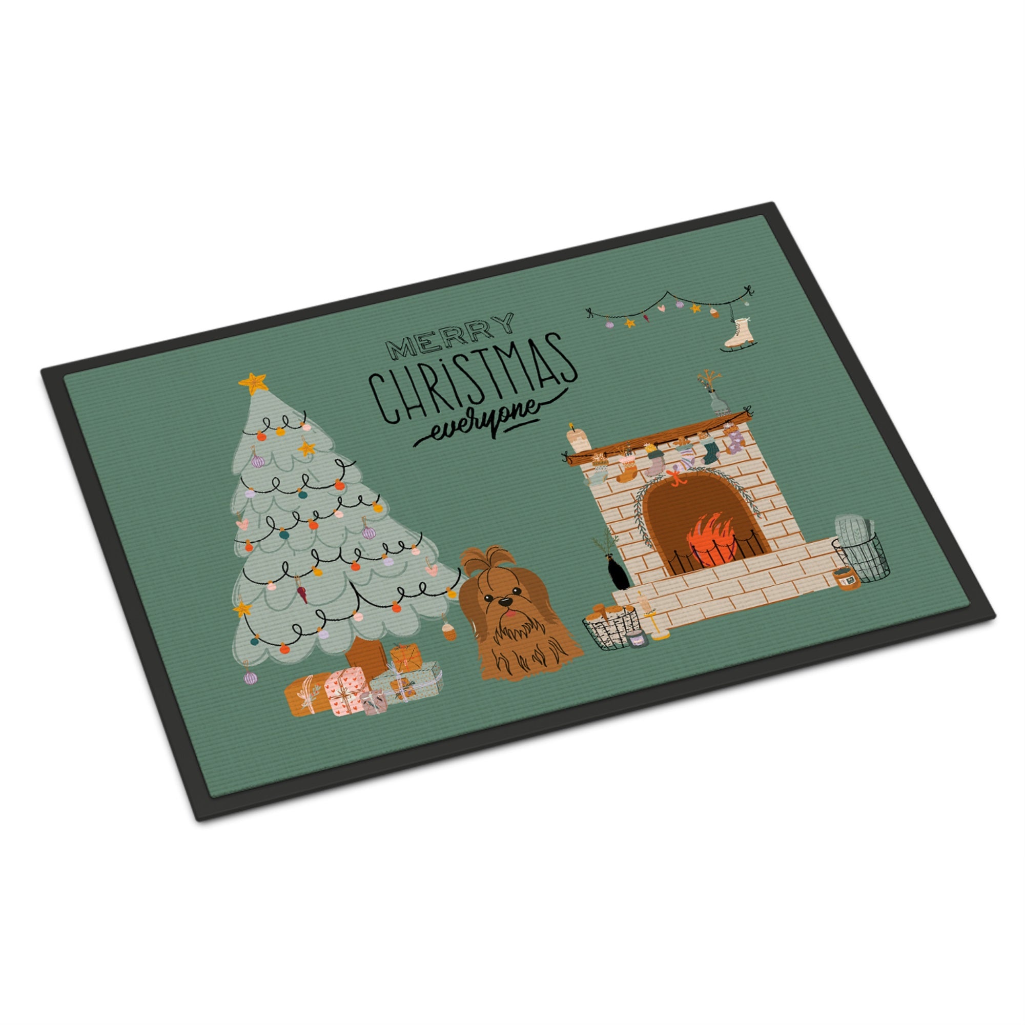 Silver Chocolate Shih Tzu Christmas Everyone Indoor Or Outdoor Mat 24X36