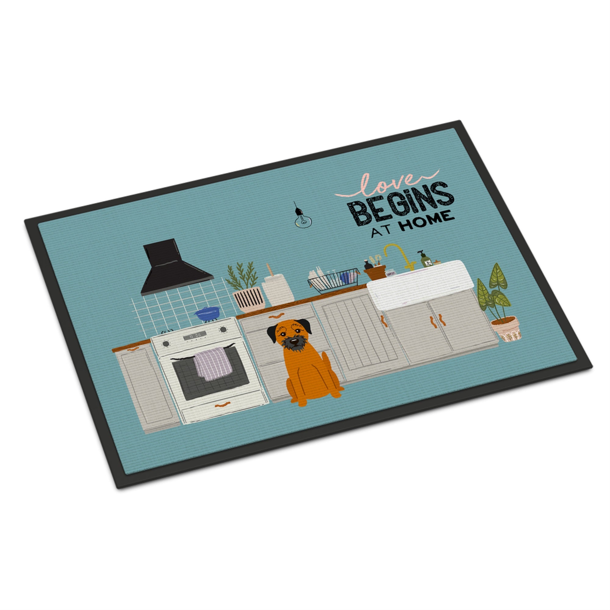 Border Terrier Kitchen Scene Indoor Or Outdoor Mat 24X36