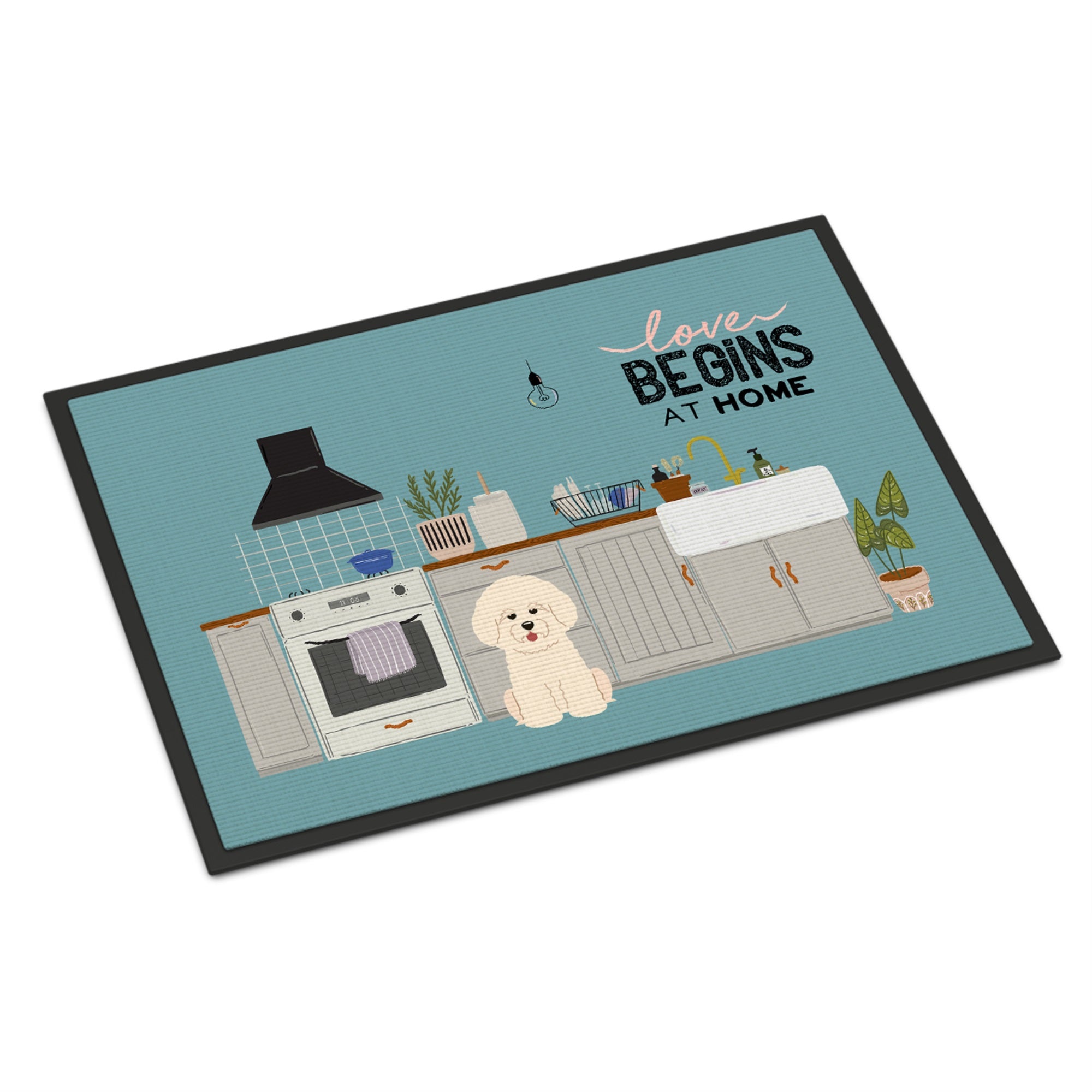 Bichon Frise Kitchen Scene Indoor Or Outdoor Mat 24X36