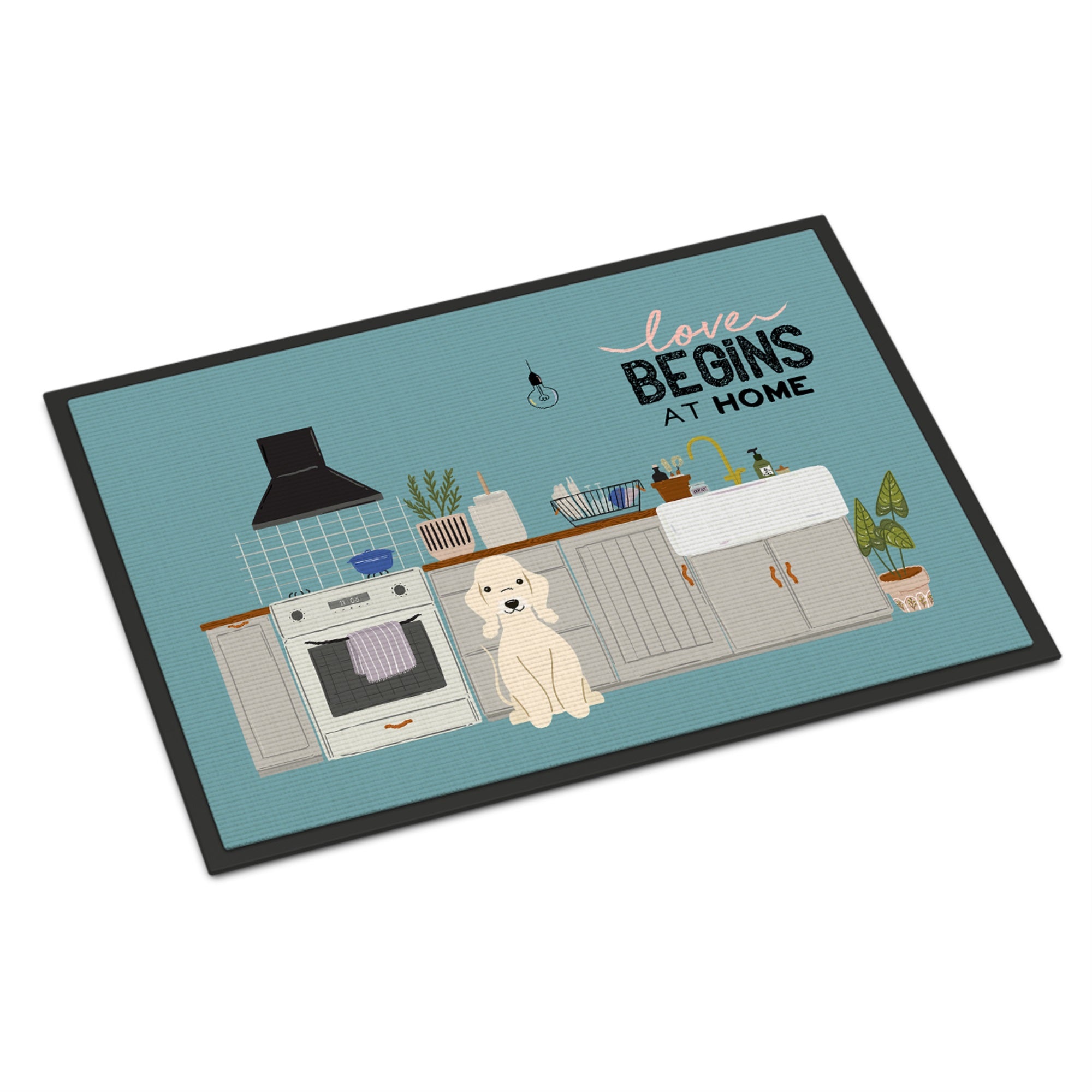Sandy Bedlington Terrier Kitchen Scene Indoor Or Outdoor Mat 24X36