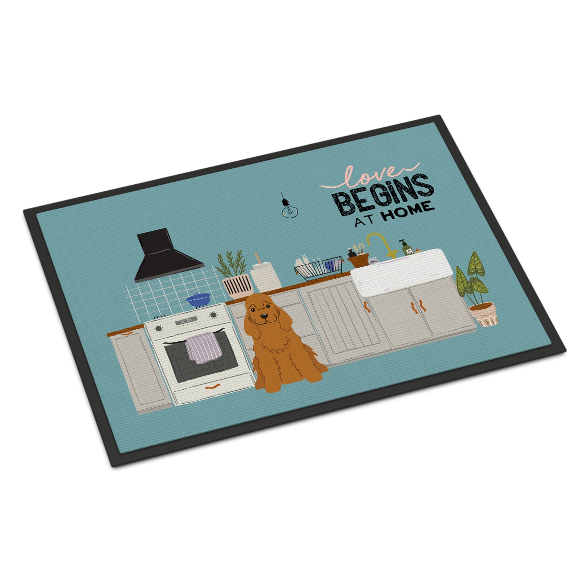 Red Cocker Spaniel Kitchen Scene Indoor Or Outdoor Mat 24X36