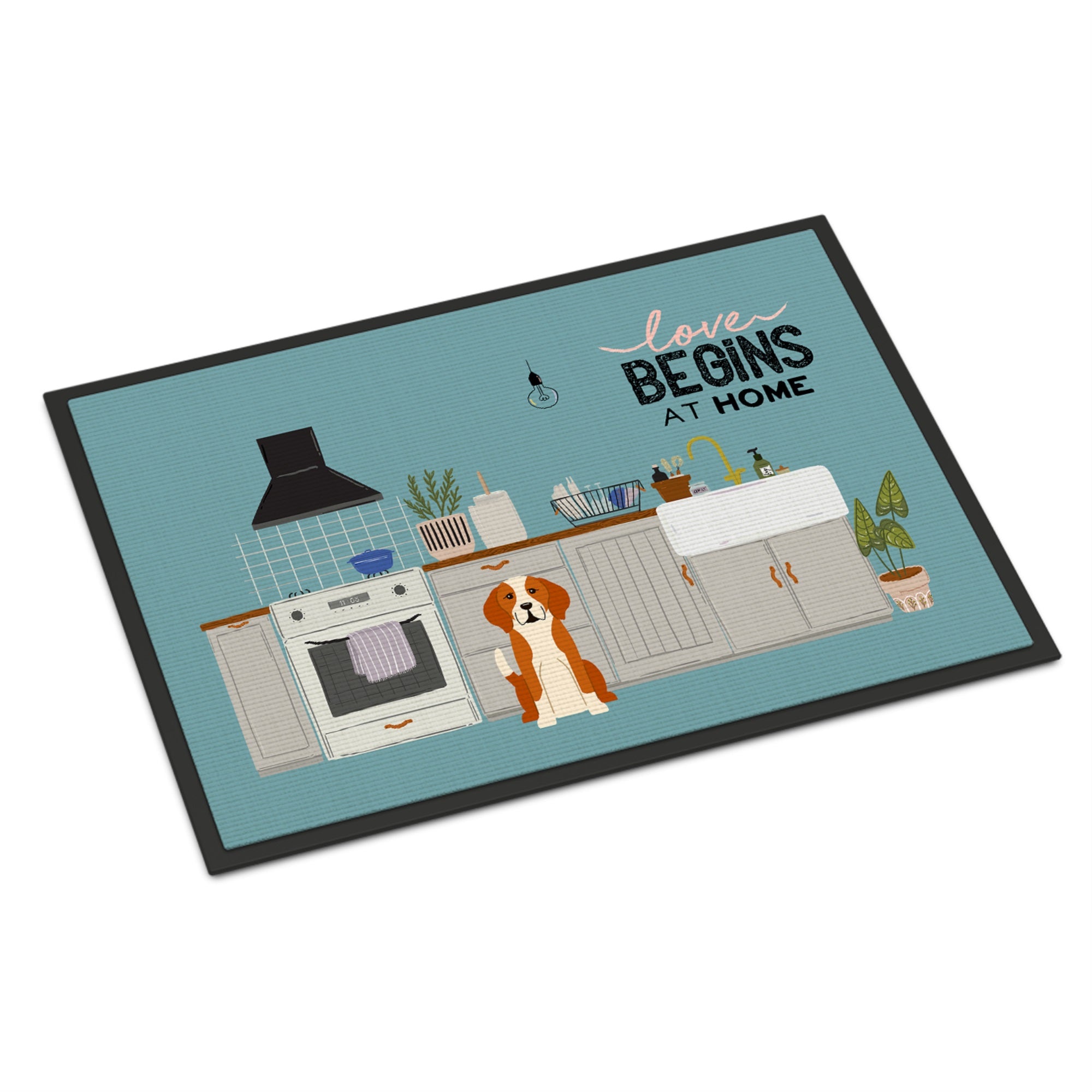 English Foxhound Kitchen Scene Indoor Or Outdoor Mat 24X36