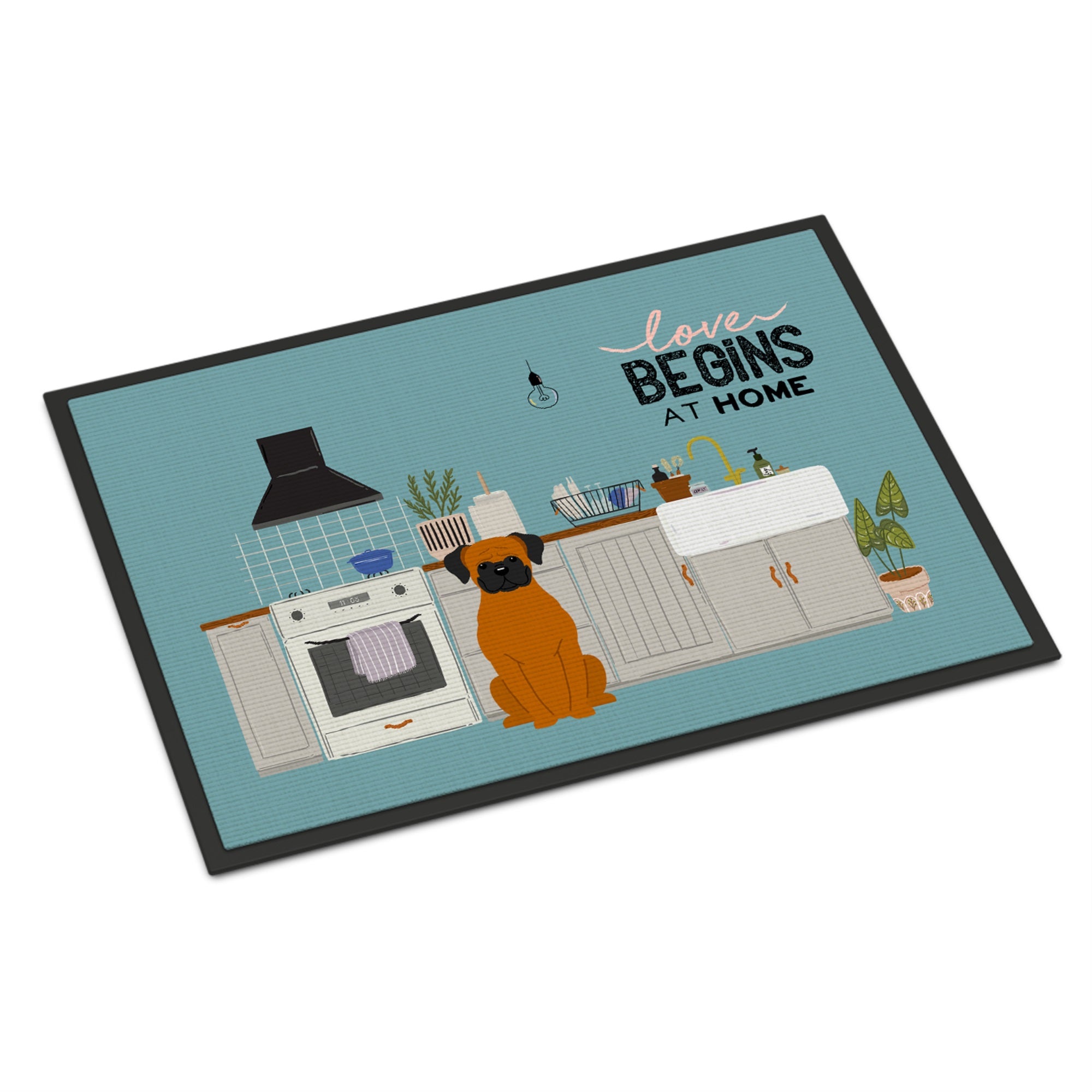 Fawn Boxer Kitchen Scene Indoor Or Outdoor Mat 24X36