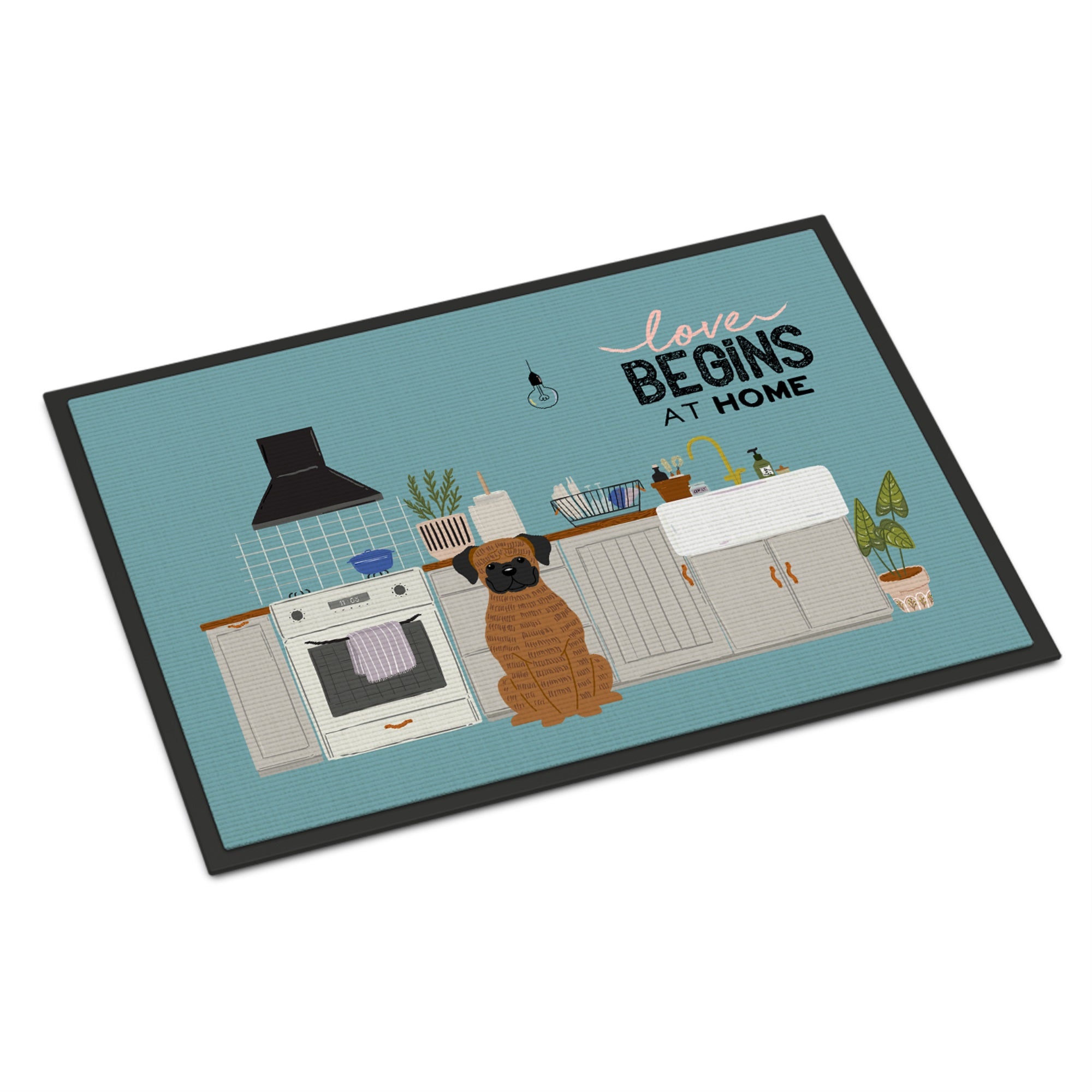Brindle Boxer Kitchen Scene Indoor Or Outdoor Mat 24X36