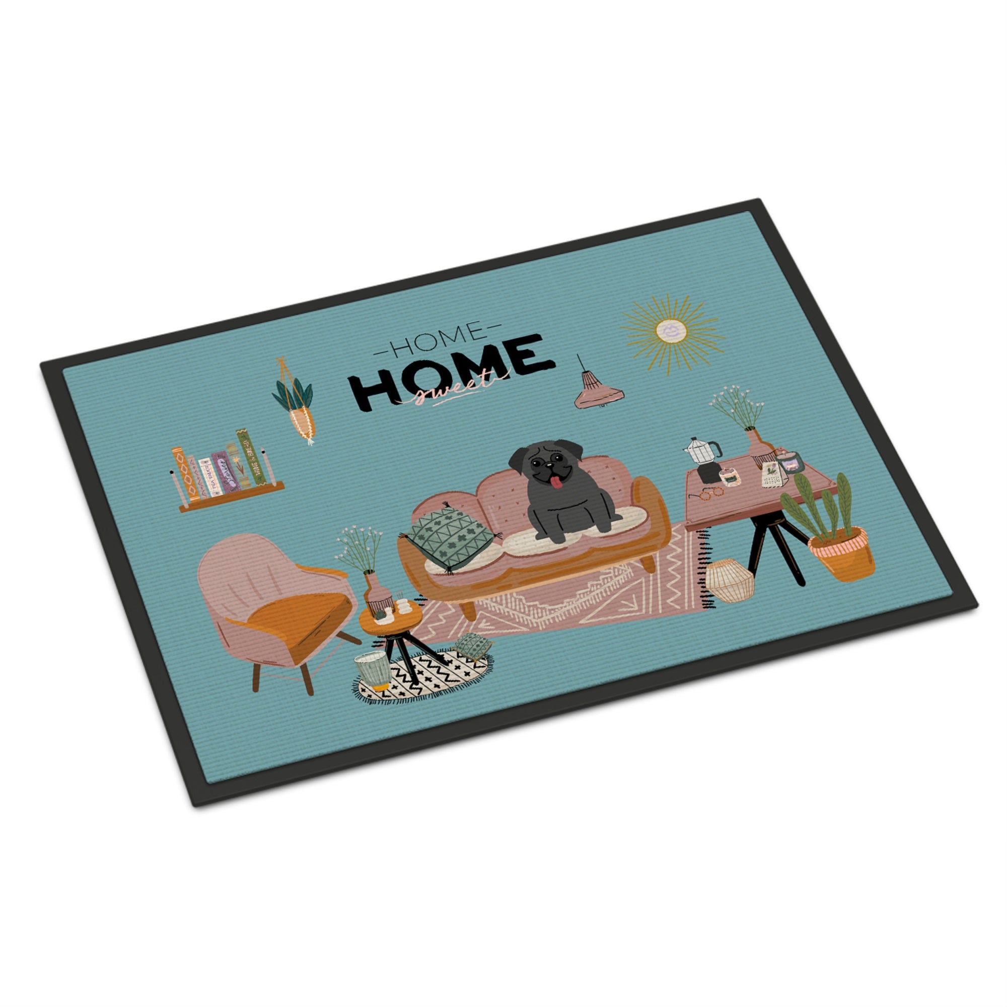 Black Pug Sweet Home Indoor Or Outdoor Mat 24X36