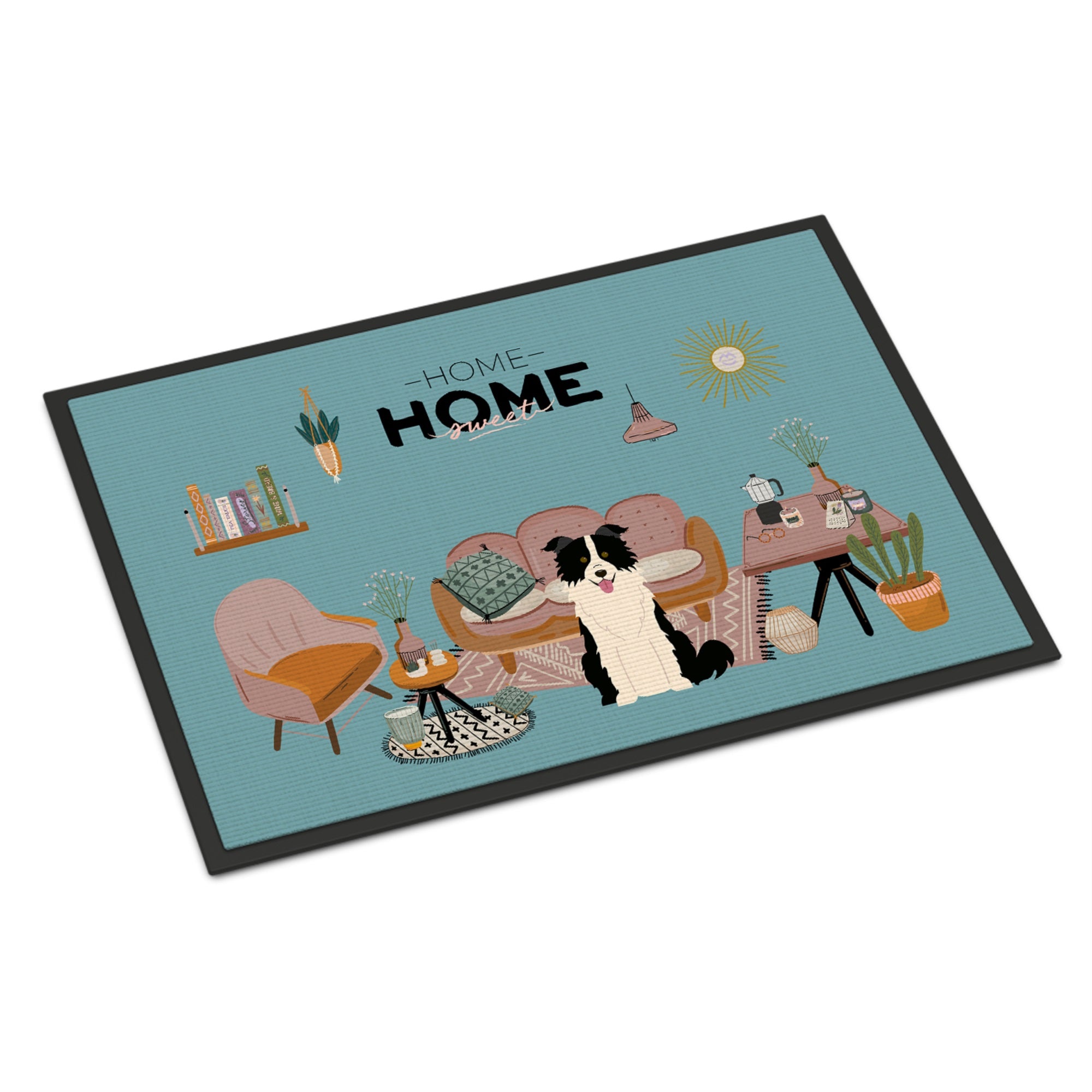 Black White Border Collie Sweet Home Indoor Or Outdoor Mat 24X36