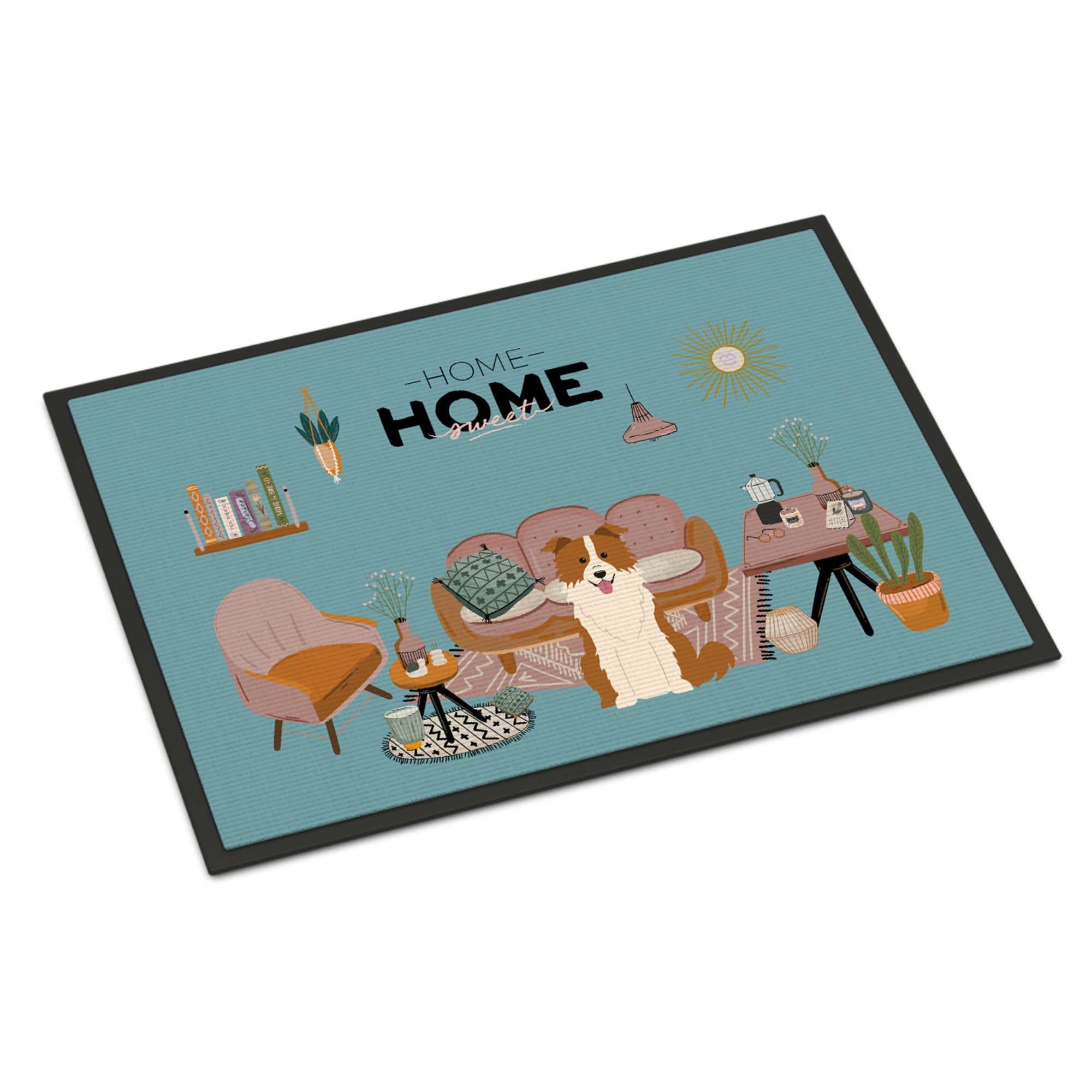 Red White Border Collie Sweet Home Indoor Or Outdoor Mat 24X36