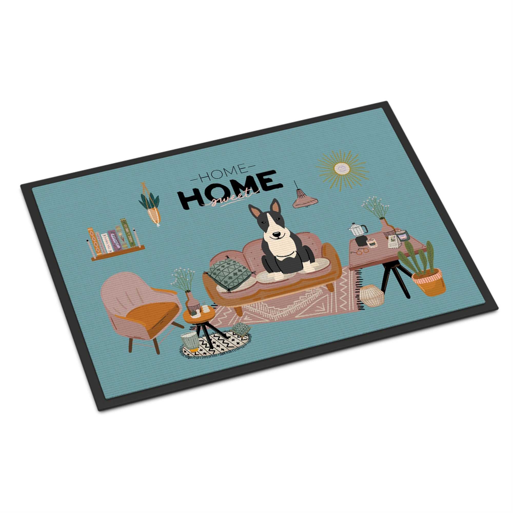 Black White Bull Terrier Sweet Home Indoor Or Outdoor Mat 24X36