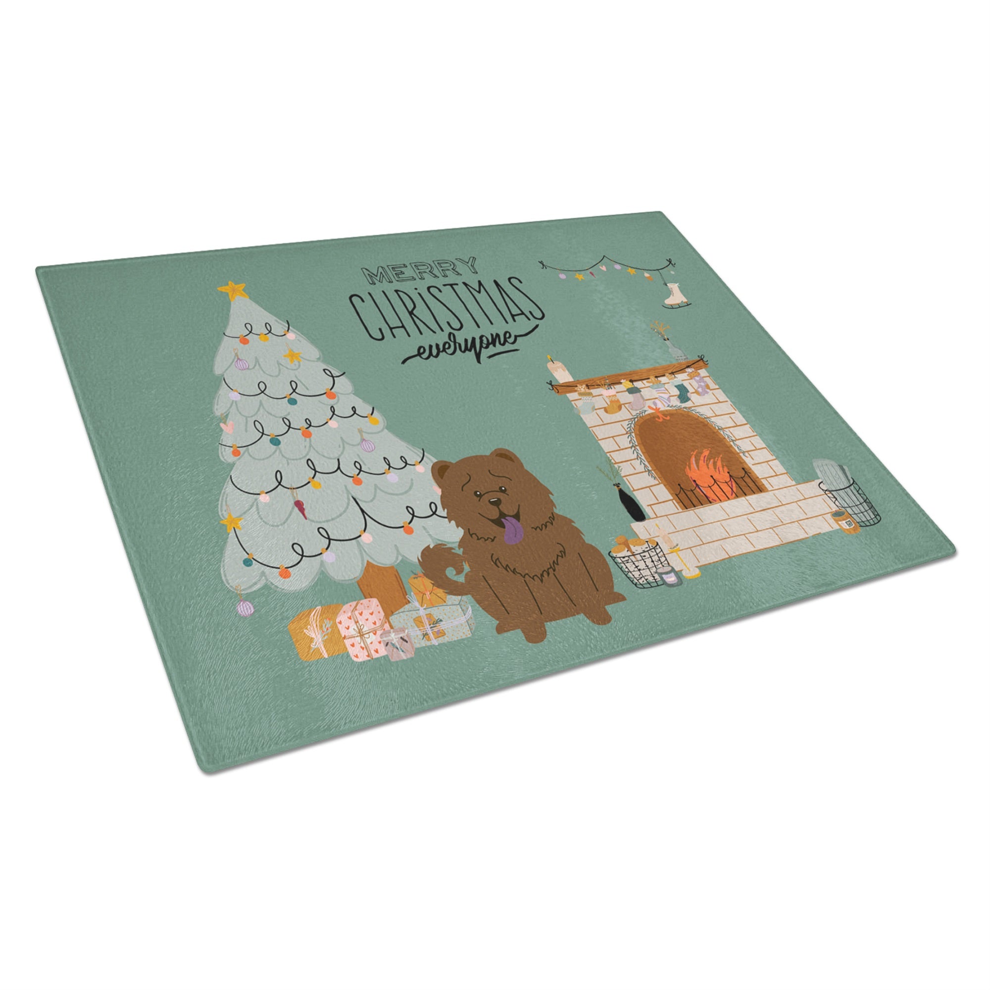 Chocolate Chow Chow Christmas Everyone Glass Cutting Board Large