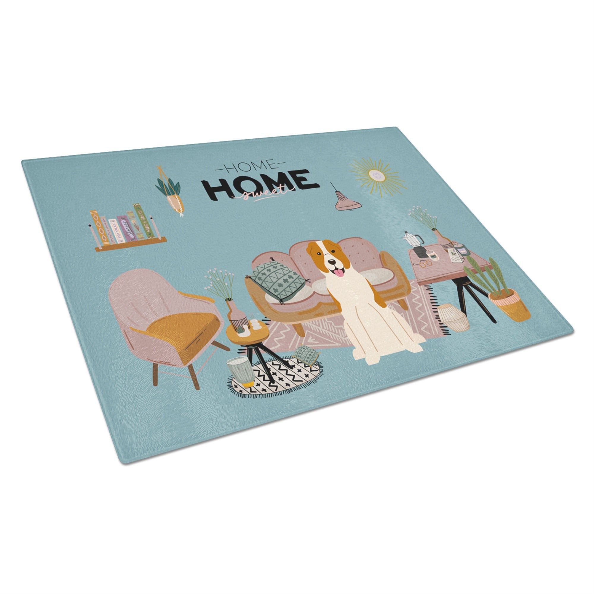 Central Asian Shepherd Dog Sweet Home Glass Cutting Board Large