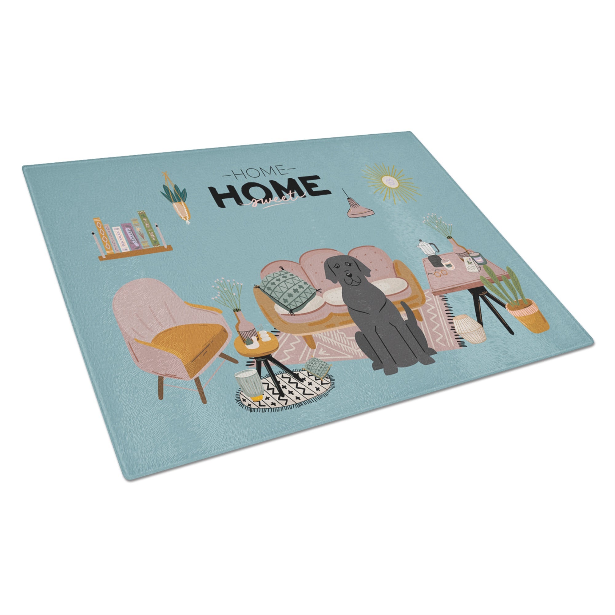 Black Labrador Sweet Home Glass Cutting Board Large