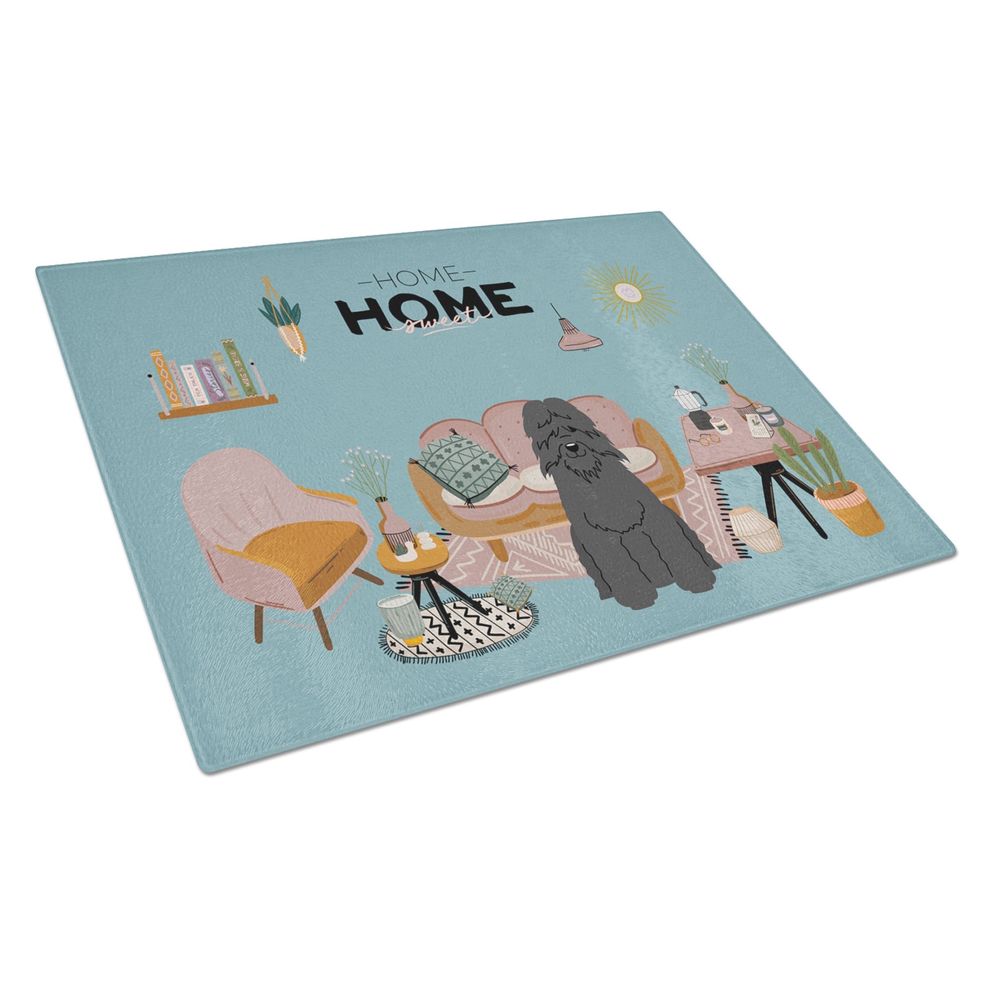 Bouvier Des Flandres Sweet Home Glass Cutting Board Large