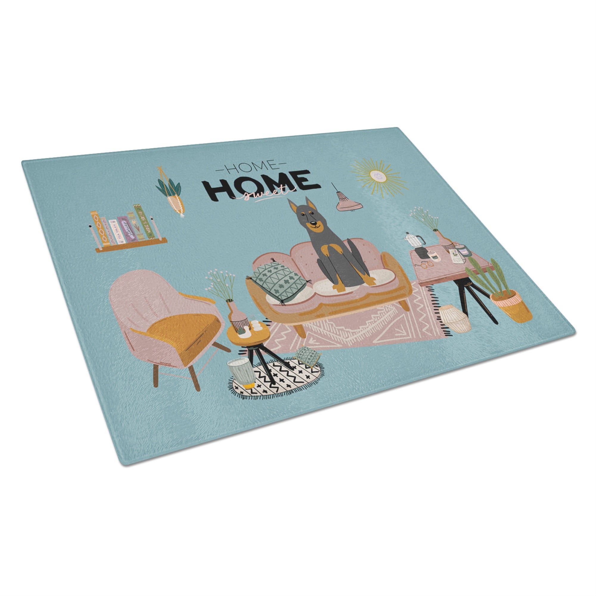 Beauce Shepherd Dog Sweet Home Glass Cutting Board Large