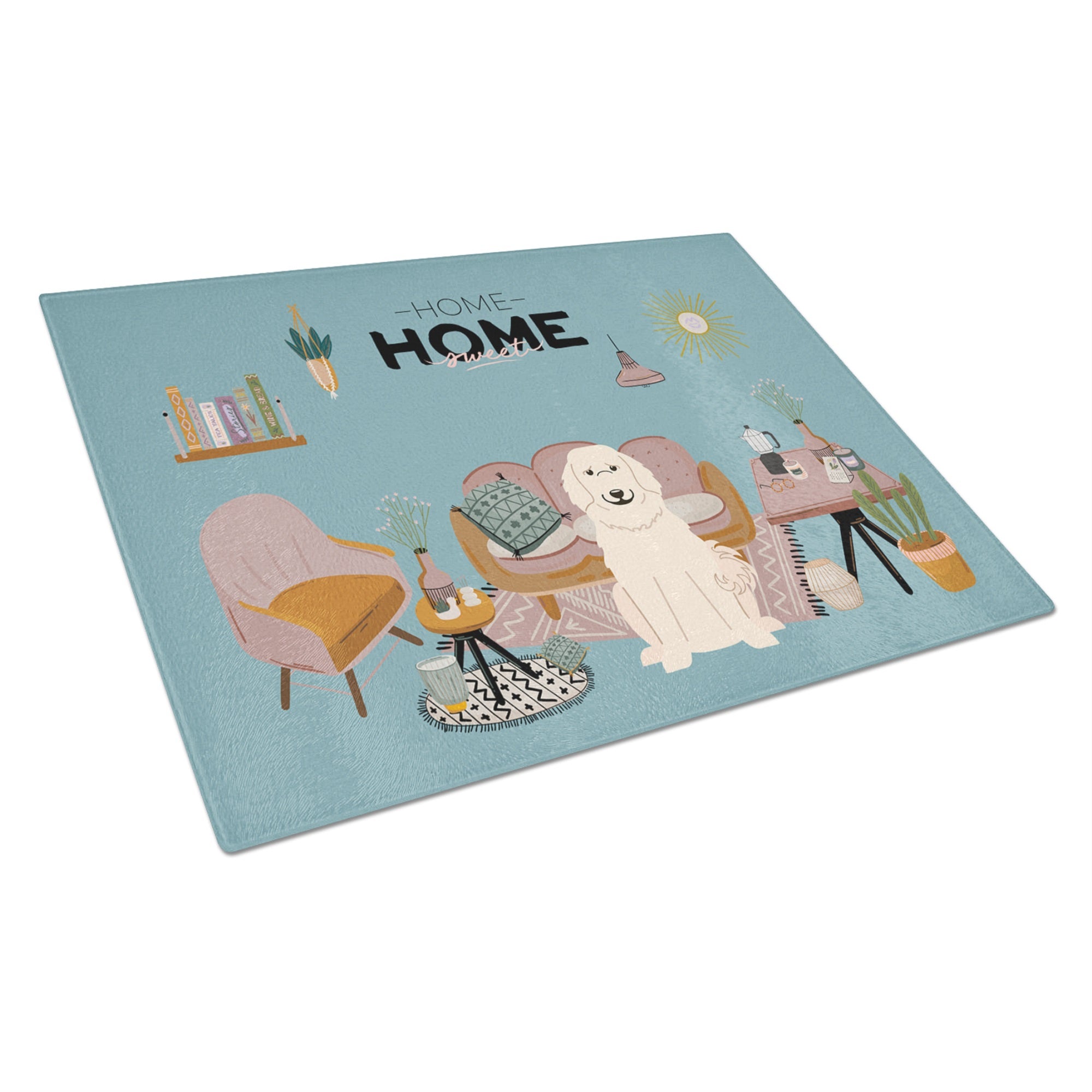 Great Pyrenese Sweet Home Glass Cutting Board Large