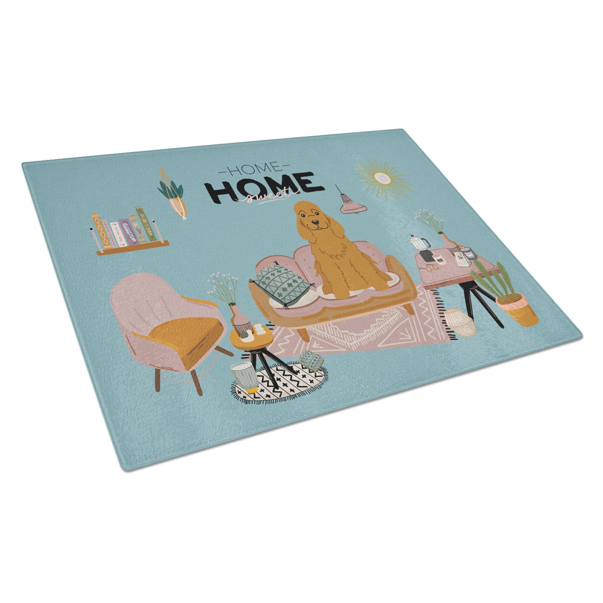 Red Cocker Spaniel Sweet Home Glass Cutting Board Large