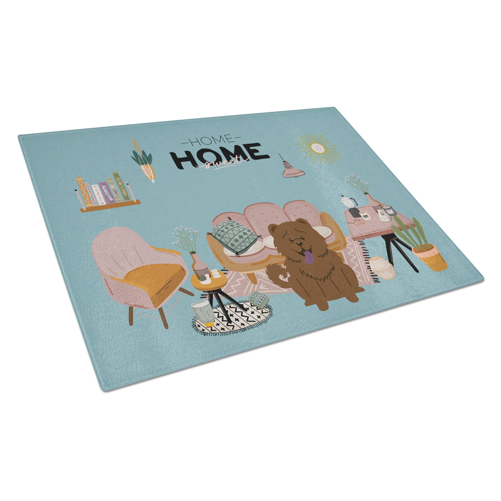 Chocolate Chow Chow Sweet Home Glass Cutting Board Large