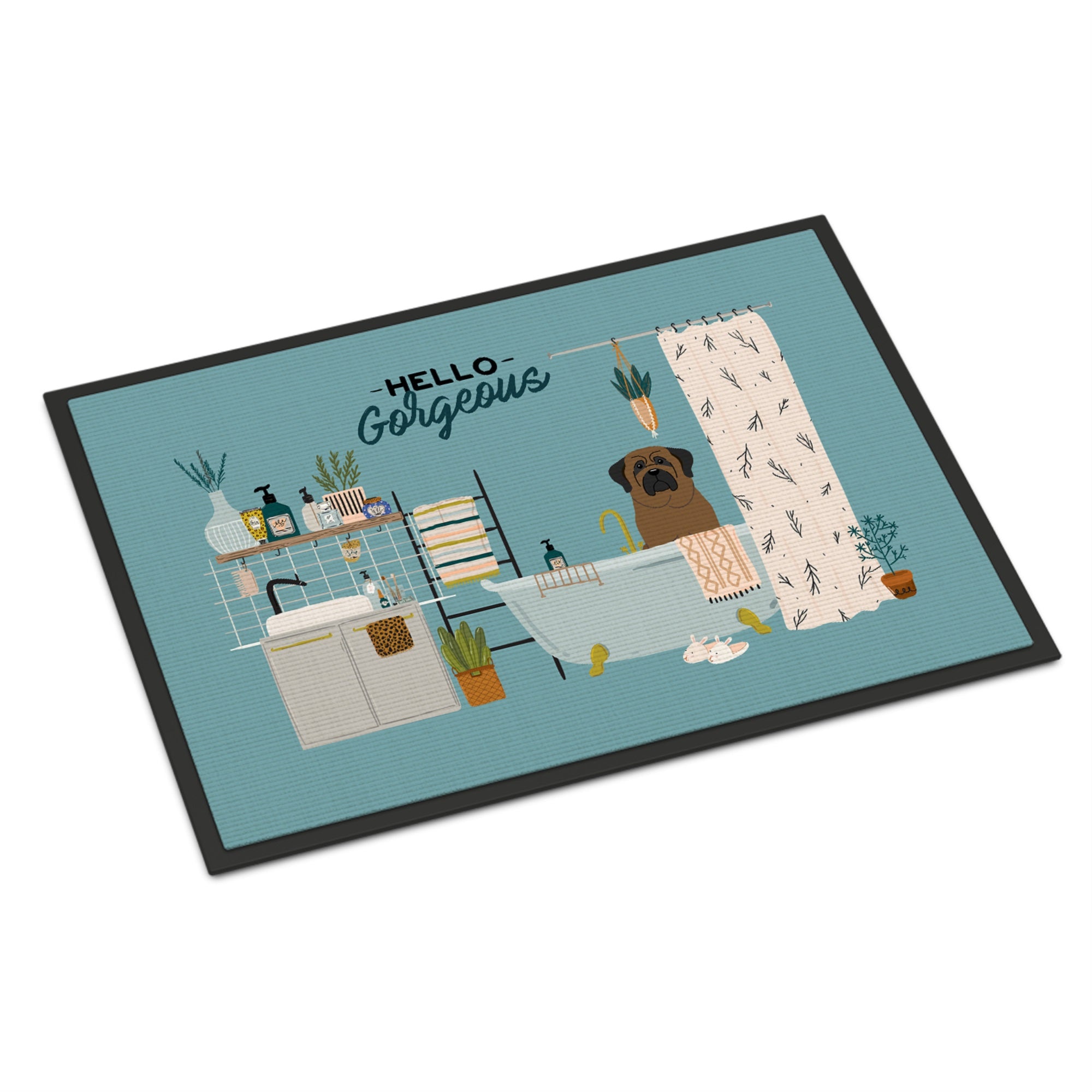 Bullmastiff In Bathtub Indoor Or Outdoor Mat 18X27
