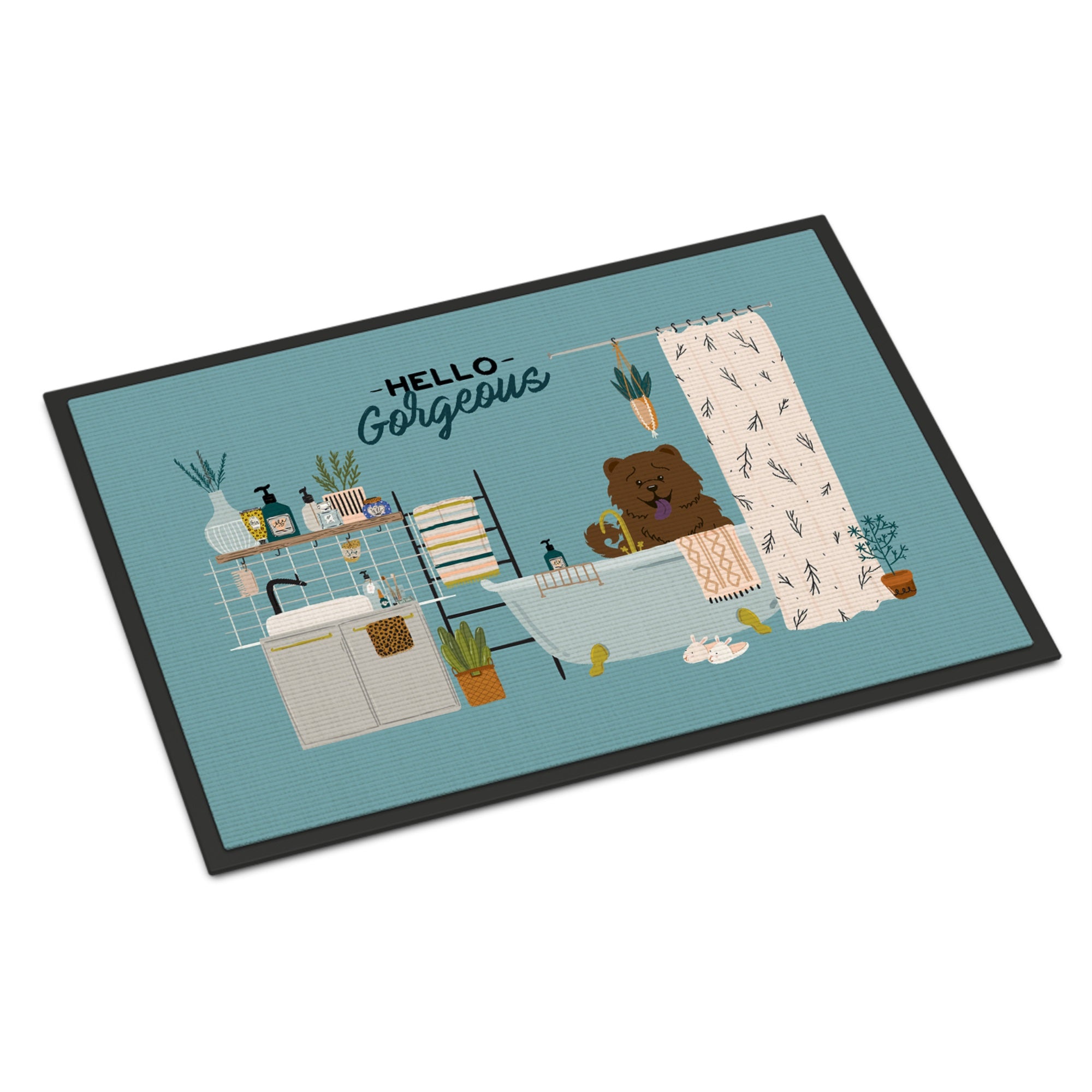 Chocolate Chow Chow In Bathtub Indoor Or Outdoor Mat 18X27