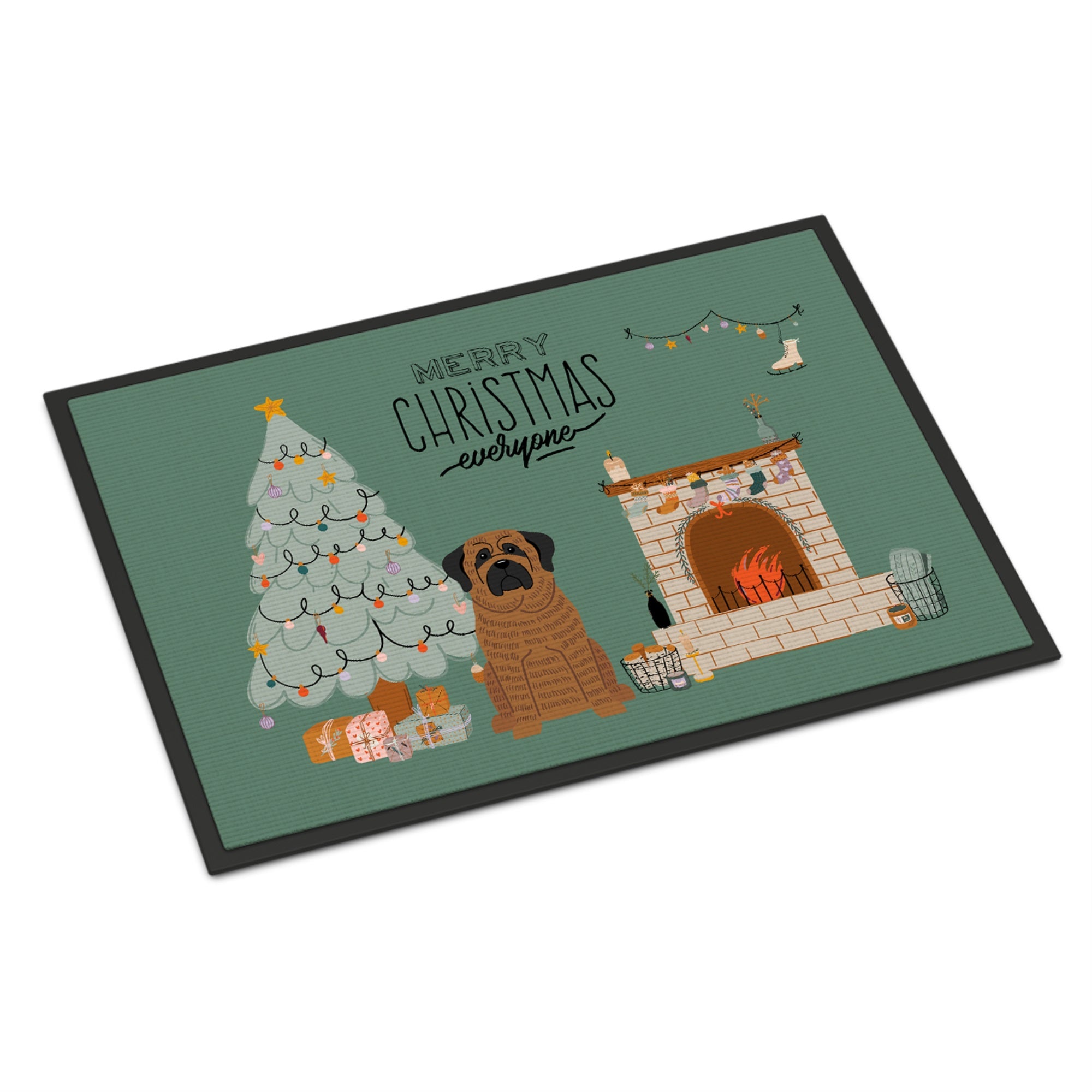 Brindle Mastiff Christmas Everyone Indoor Or Outdoor Mat 18X27
