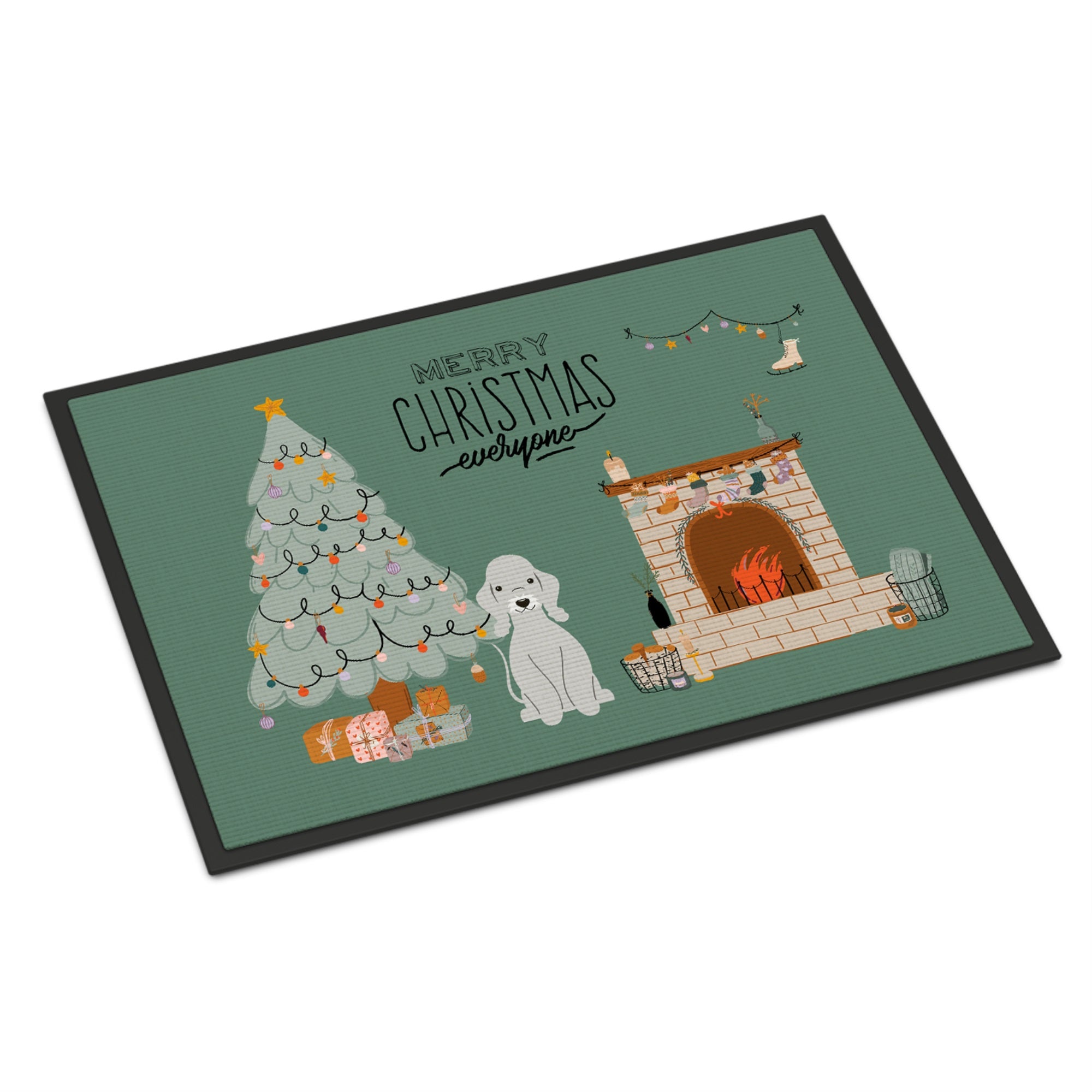 Blue Bedlington Terrier Christmas Everyone Indoor Or Outdoor Mat 18X27