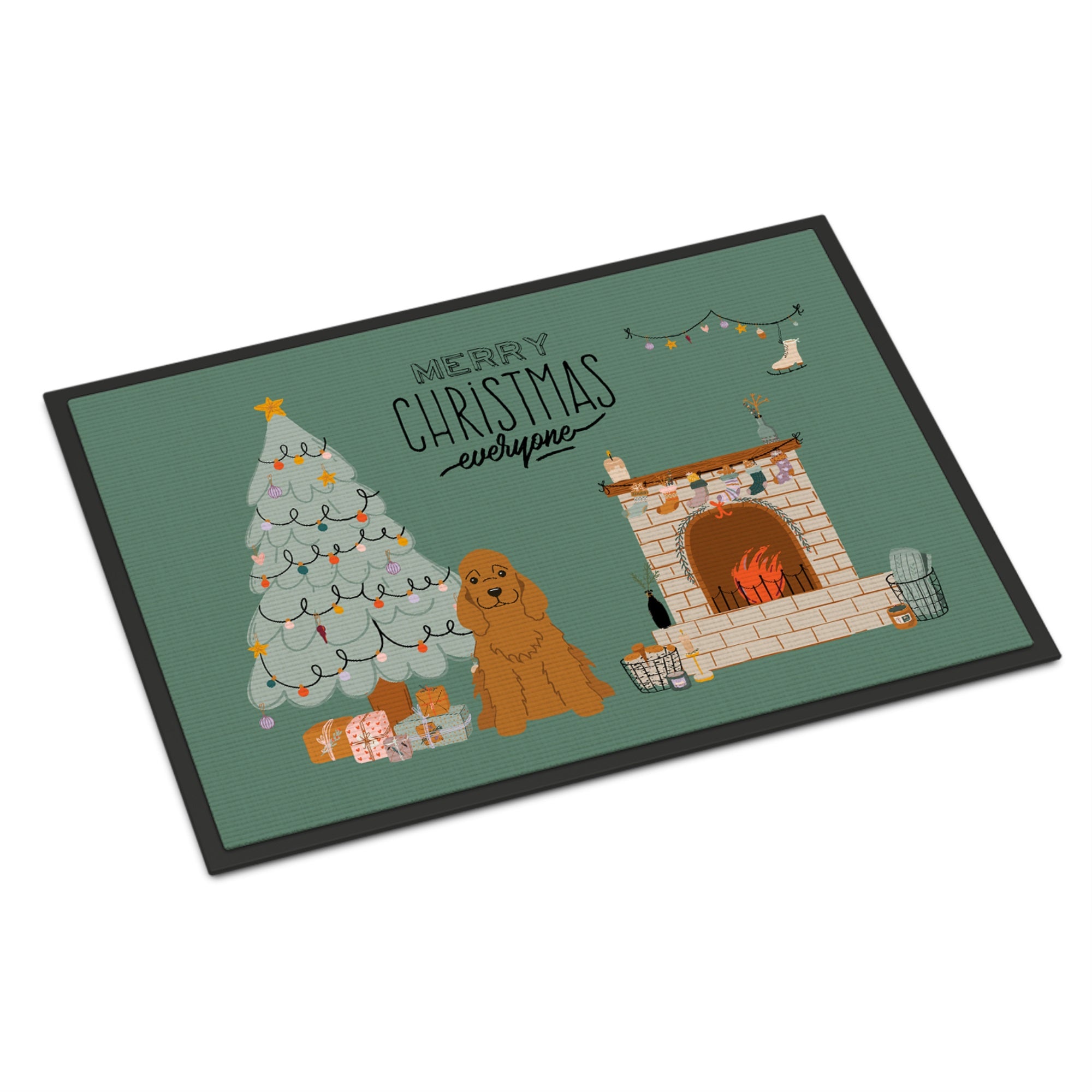 Red Cocker Spaniel Christmas Everyone Indoor Or Outdoor Mat 18X27