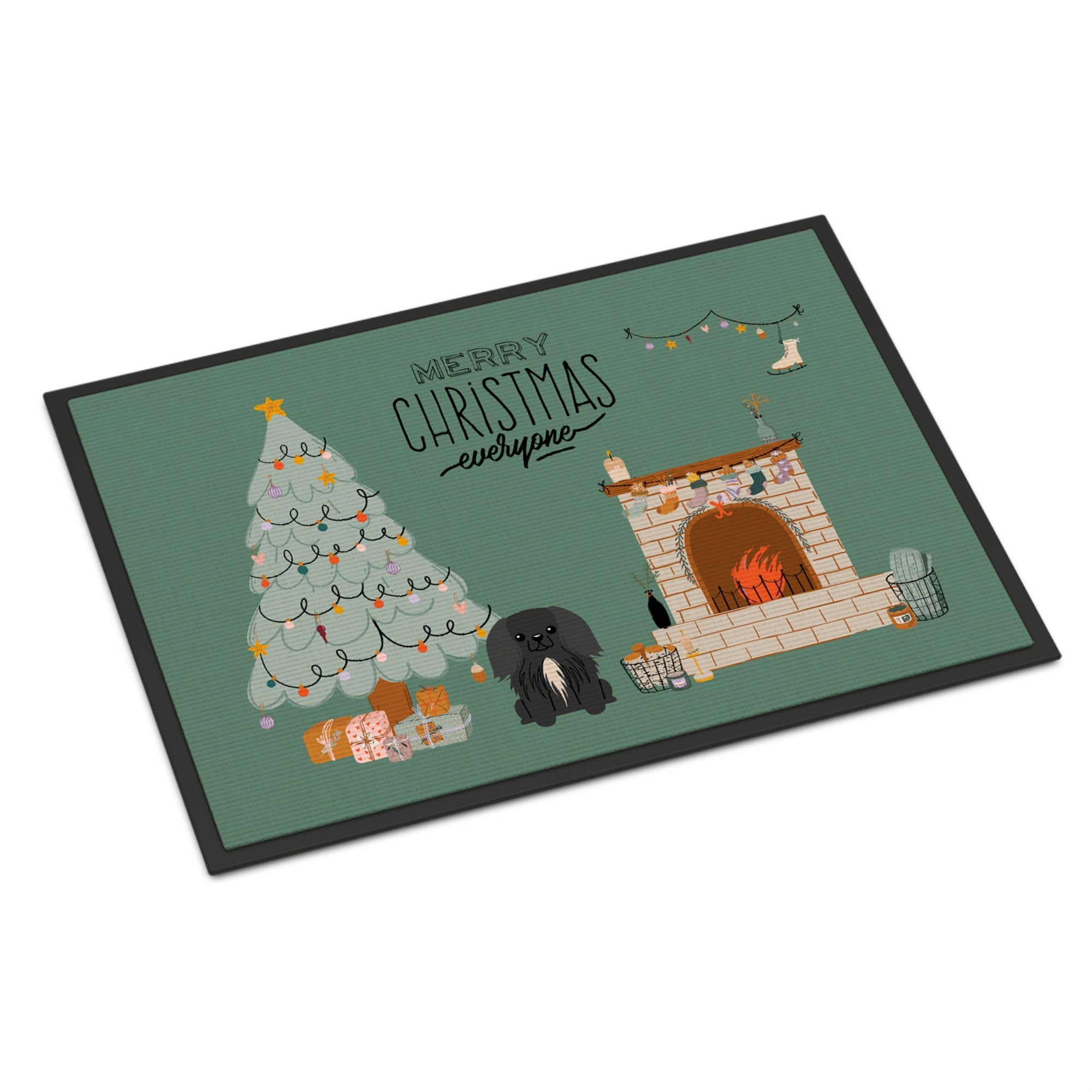 Black Pekingese Christmas Everyone Indoor Or Outdoor Mat 18X27