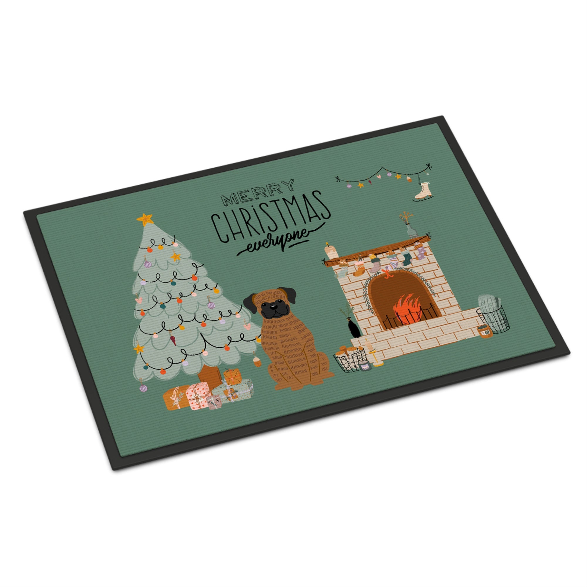 Brindle Boxer Christmas Everyone Indoor Or Outdoor Mat 18X27
