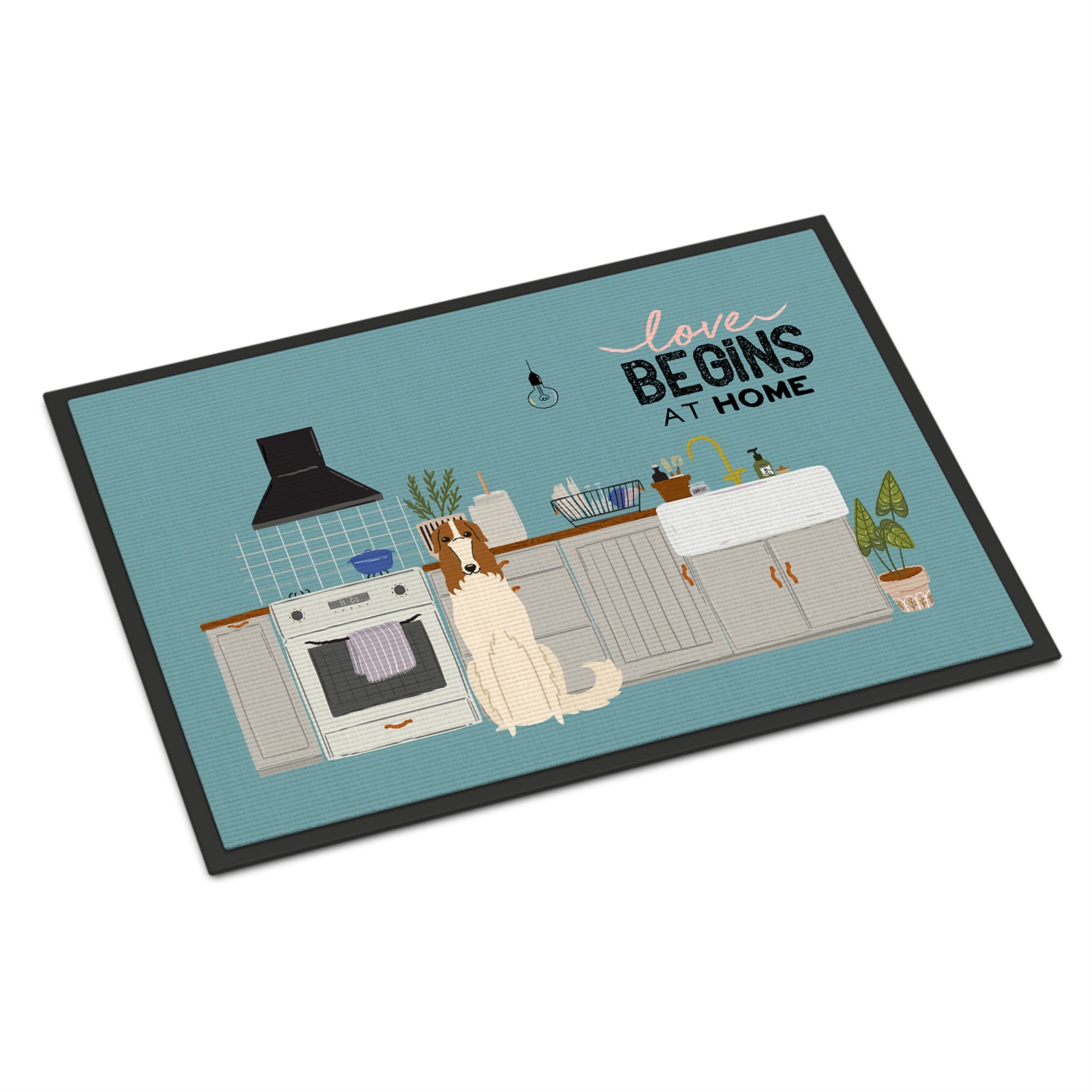 Borzoi Kitchen Scene Indoor Or Outdoor Mat 18X27