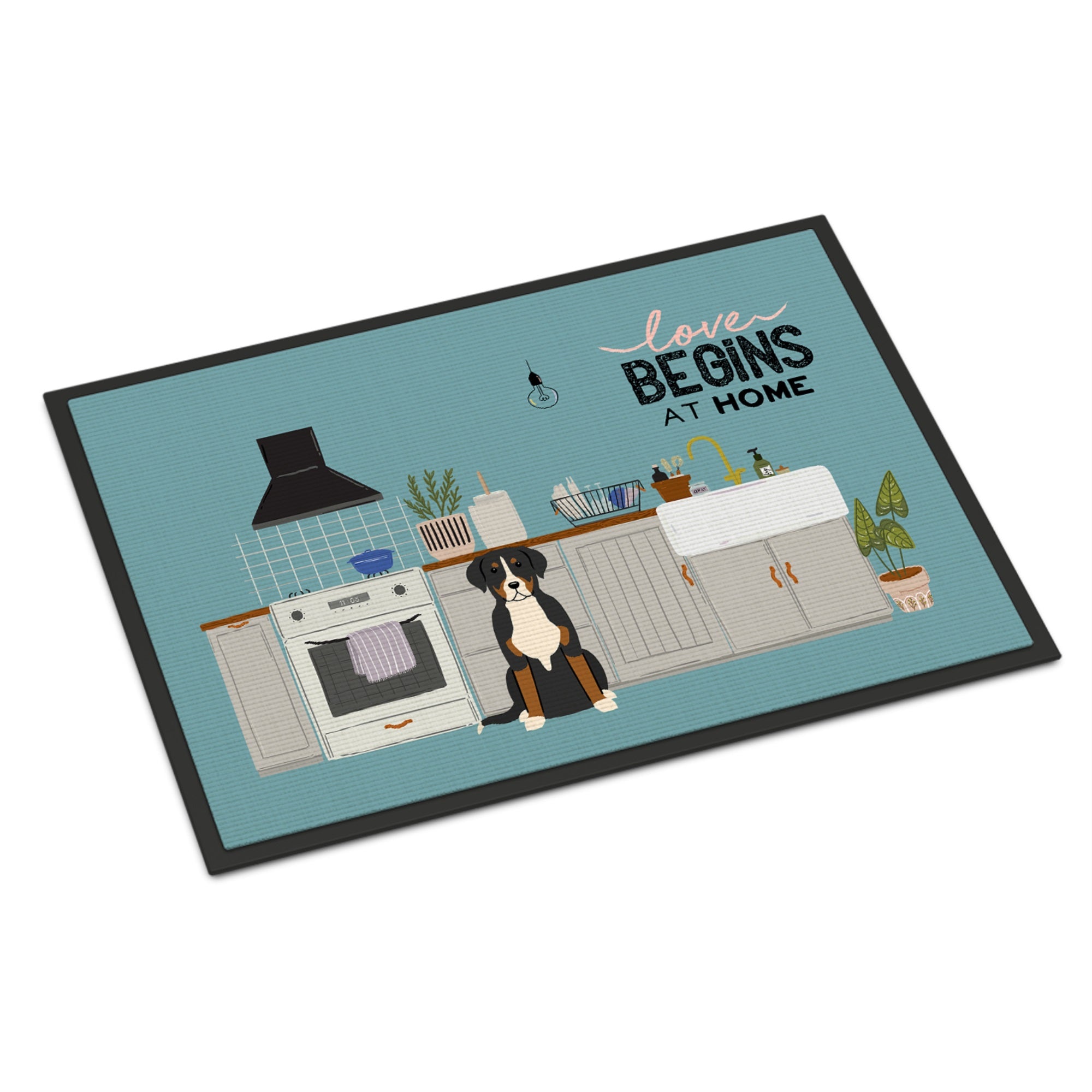 Greater Swiss Mountain Dog Kitchen Scene Indoor Or Outdoor Mat 18X27