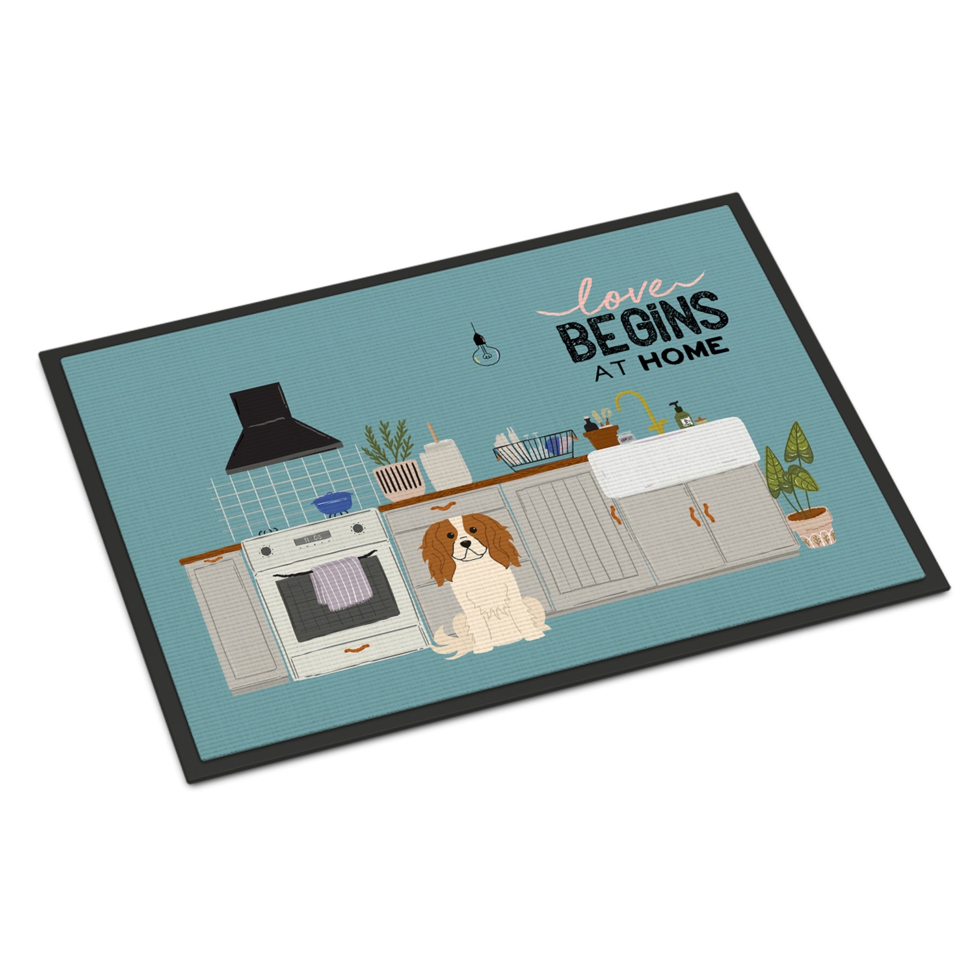 Cavalier Spaniel Kitchen Scene Indoor Or Outdoor Mat 18X27