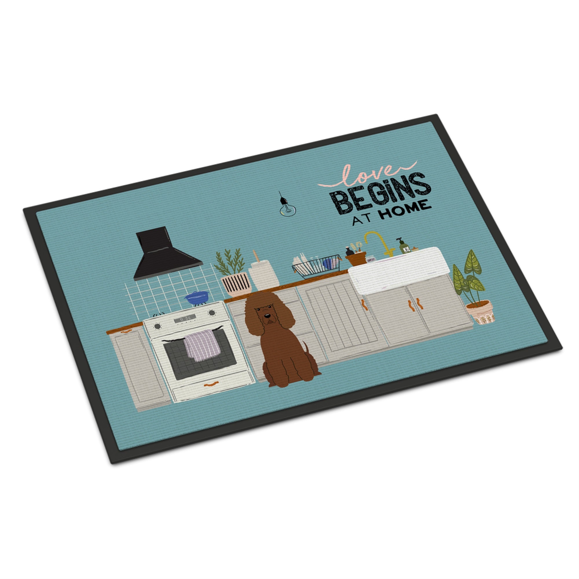 Irish Water Spaniel Kitchen Scene Indoor Or Outdoor Mat 18X27