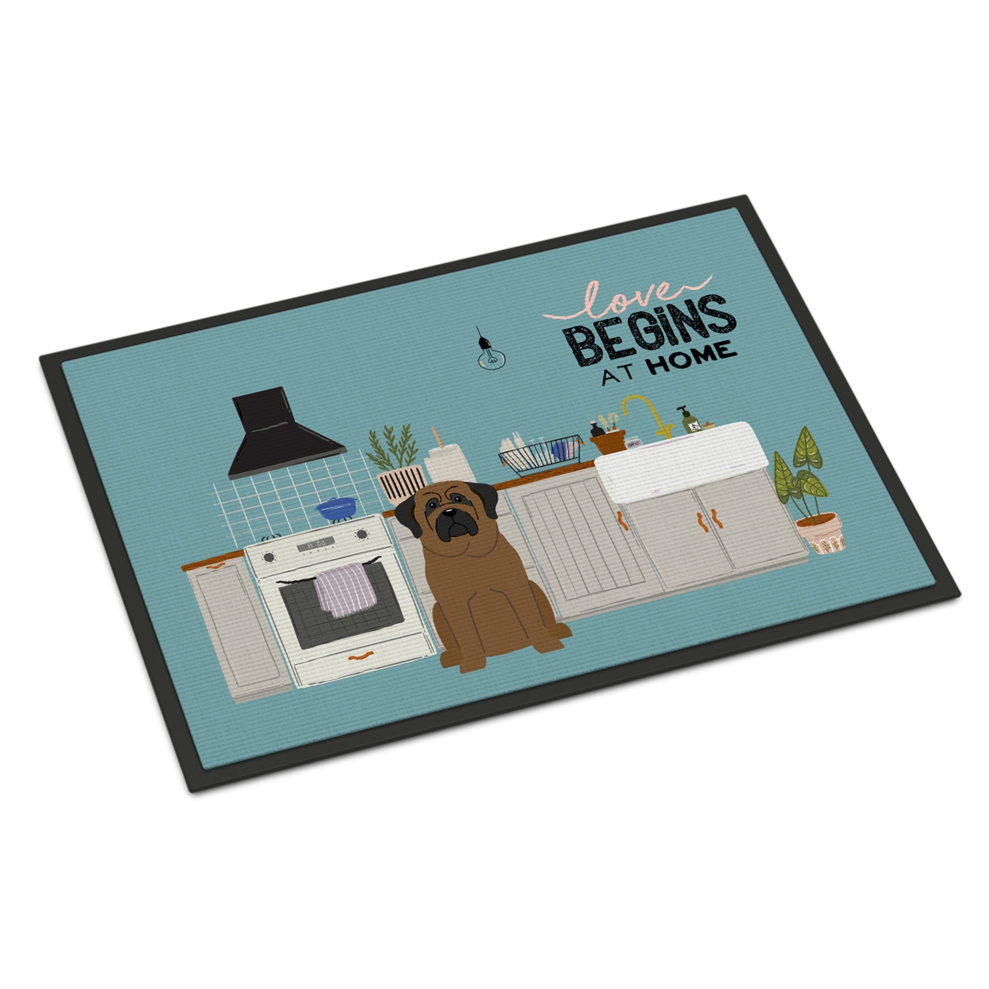 Bullmastiff Kitchen Scene Indoor Or Outdoor Mat 18X27
