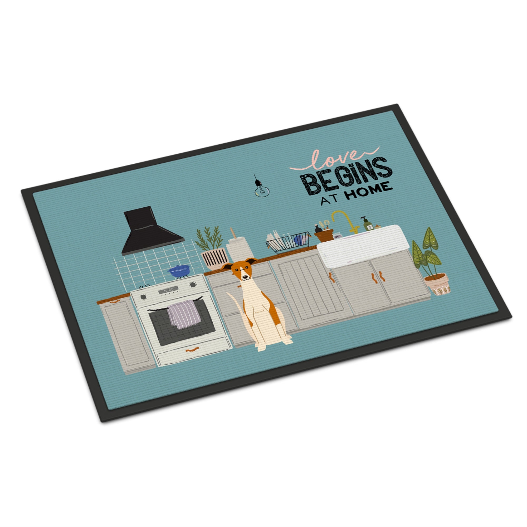 Whippet Kitchen Scene Indoor Or Outdoor Mat 18X27