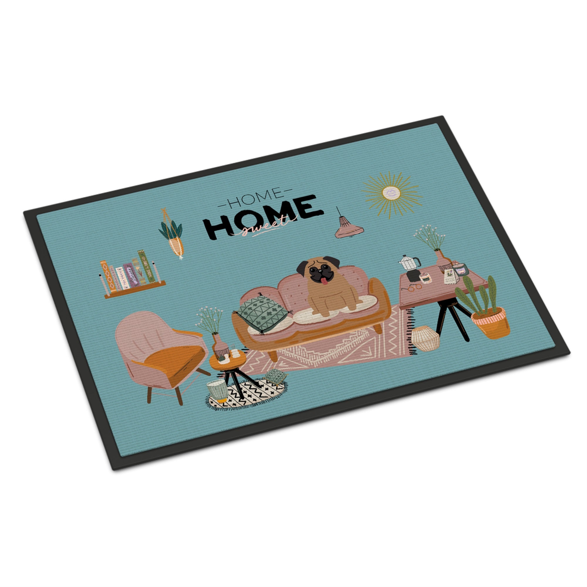 Brown Pug Sweet Home Indoor Or Outdoor Mat 18X27