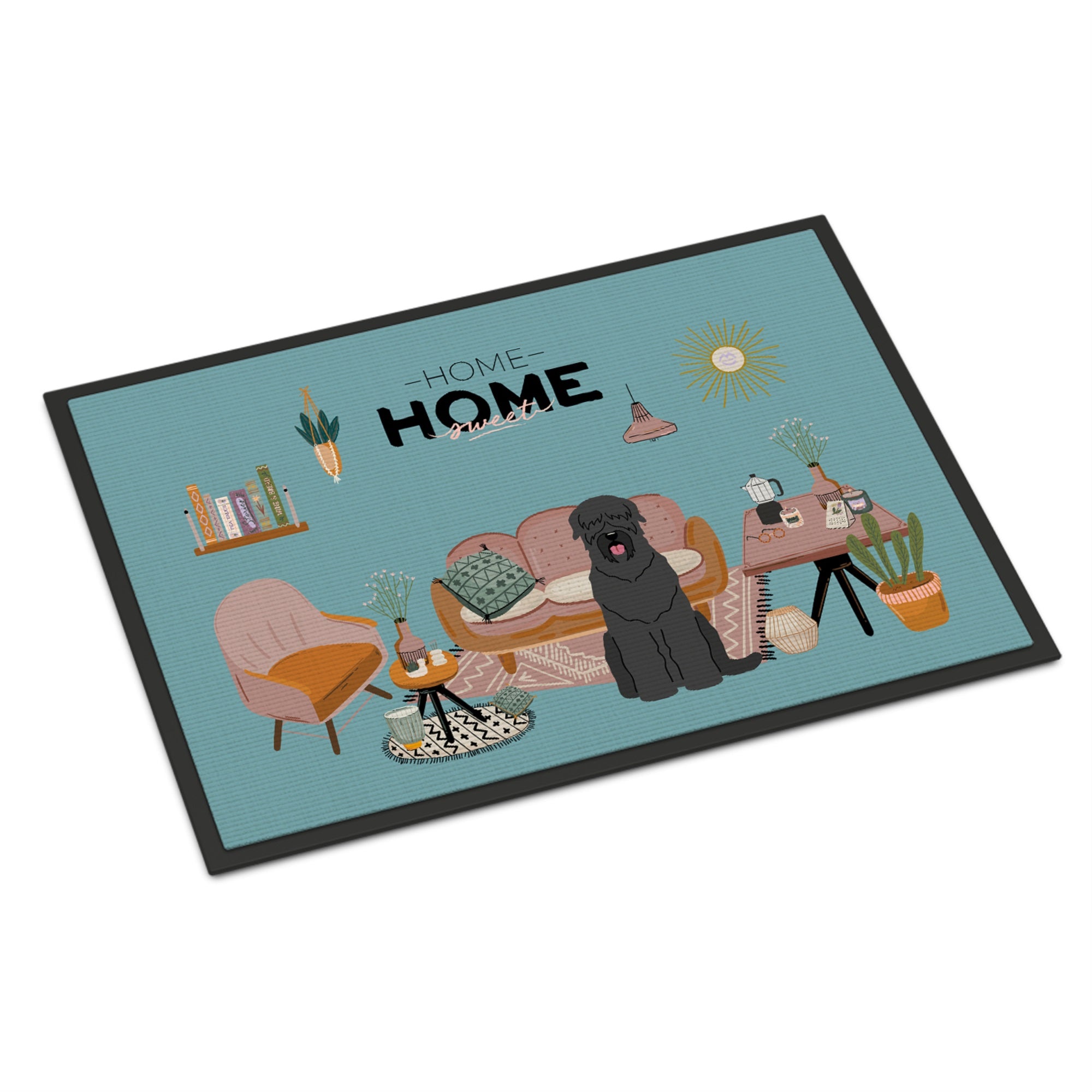 Black Russian Terrier Sweet Home Indoor Or Outdoor Mat 18X27