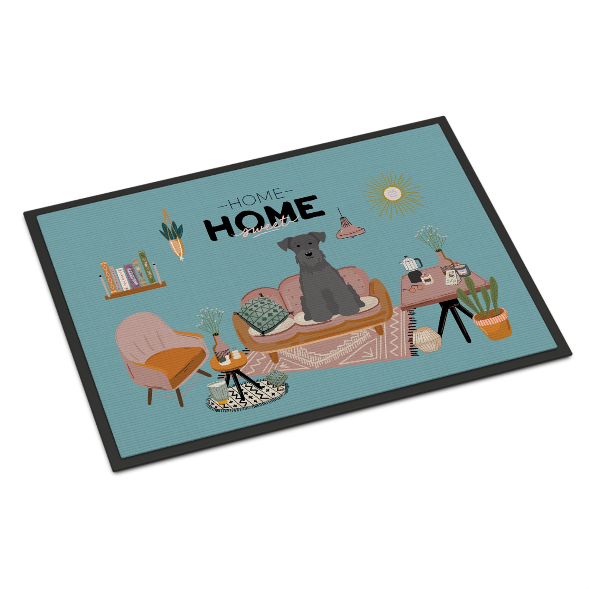 Black Miniature Schnauzer Sweet Home Indoor Or Outdoor Mat 18X27