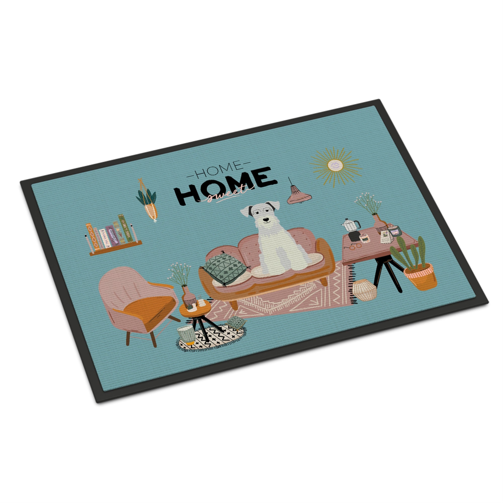 White Miniature Schnauzer Sweet Home Indoor Or Outdoor Mat 18X27