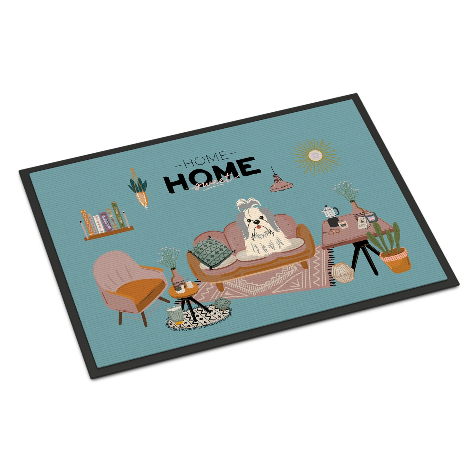 Silver White Shih Tzu Sweet Home Indoor Or Outdoor Mat 18X27