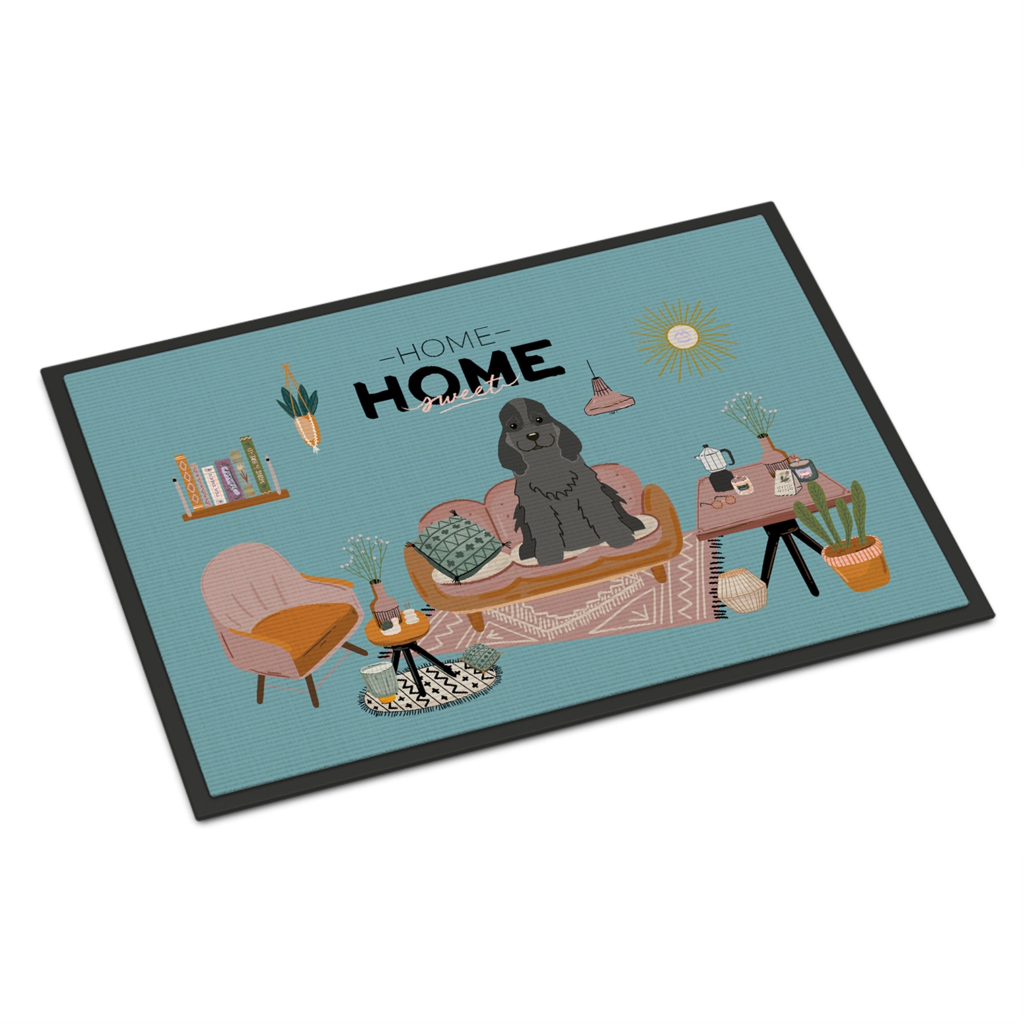 Black Cocker Spaniel Sweet Home Indoor Or Outdoor Mat 18X27